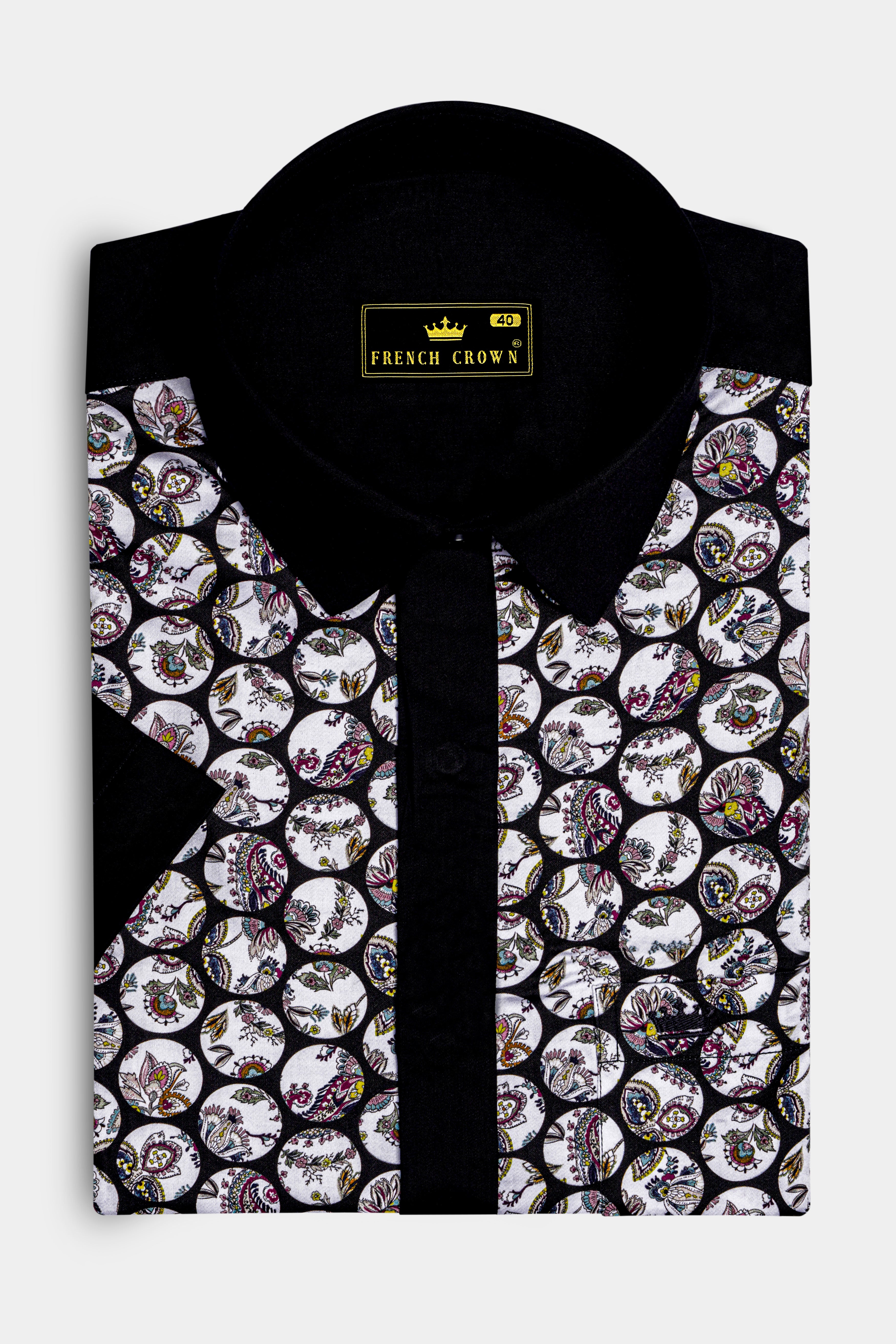 Obsidique-Jade Black Floral Medallion Printed Subtle Sheen Super Soft Designer Casual Shirt
