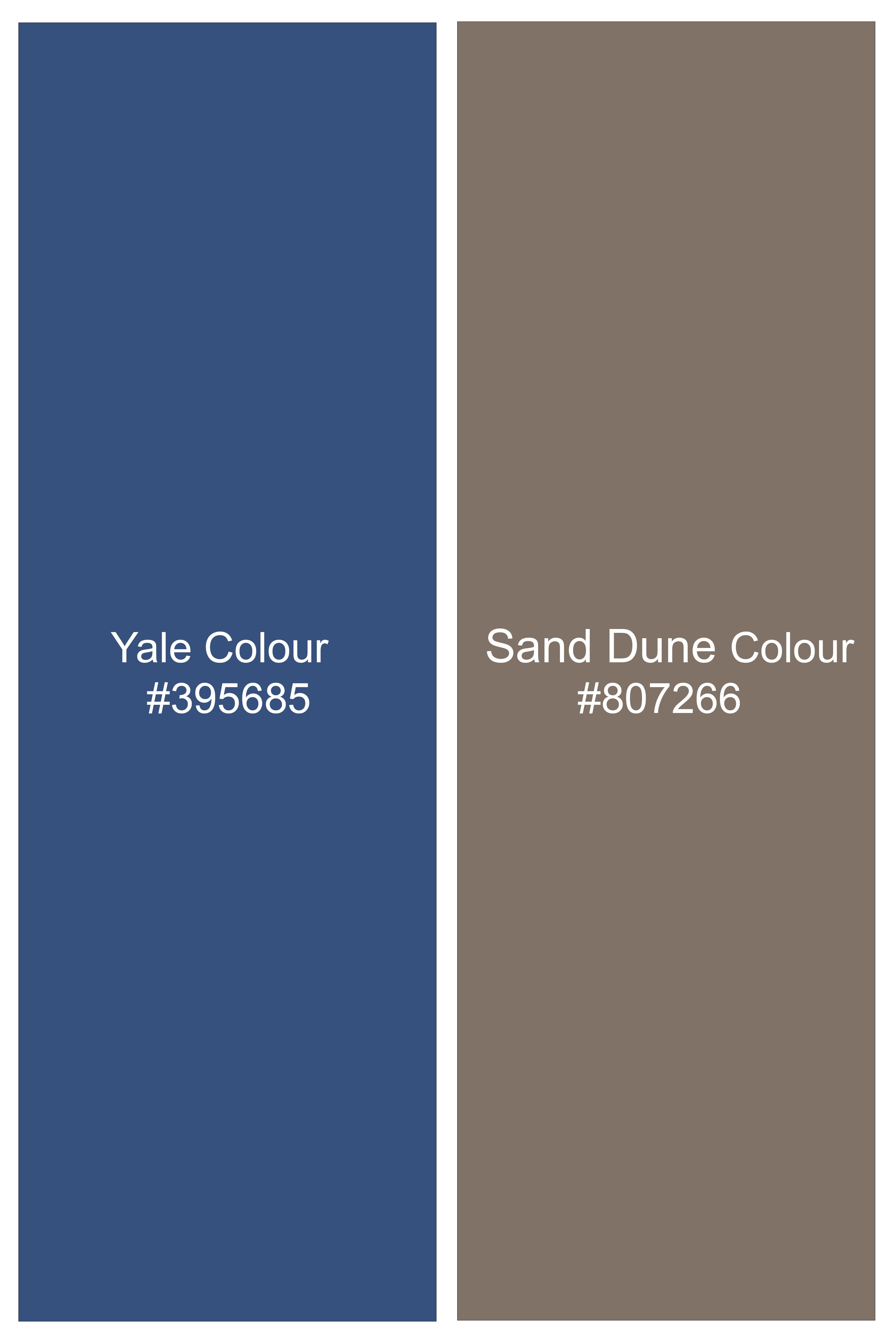 Azurune-Yale Blue And Sand Dune Brown Tiled Paisley Printed Super Soft Tencel Casual Shirts