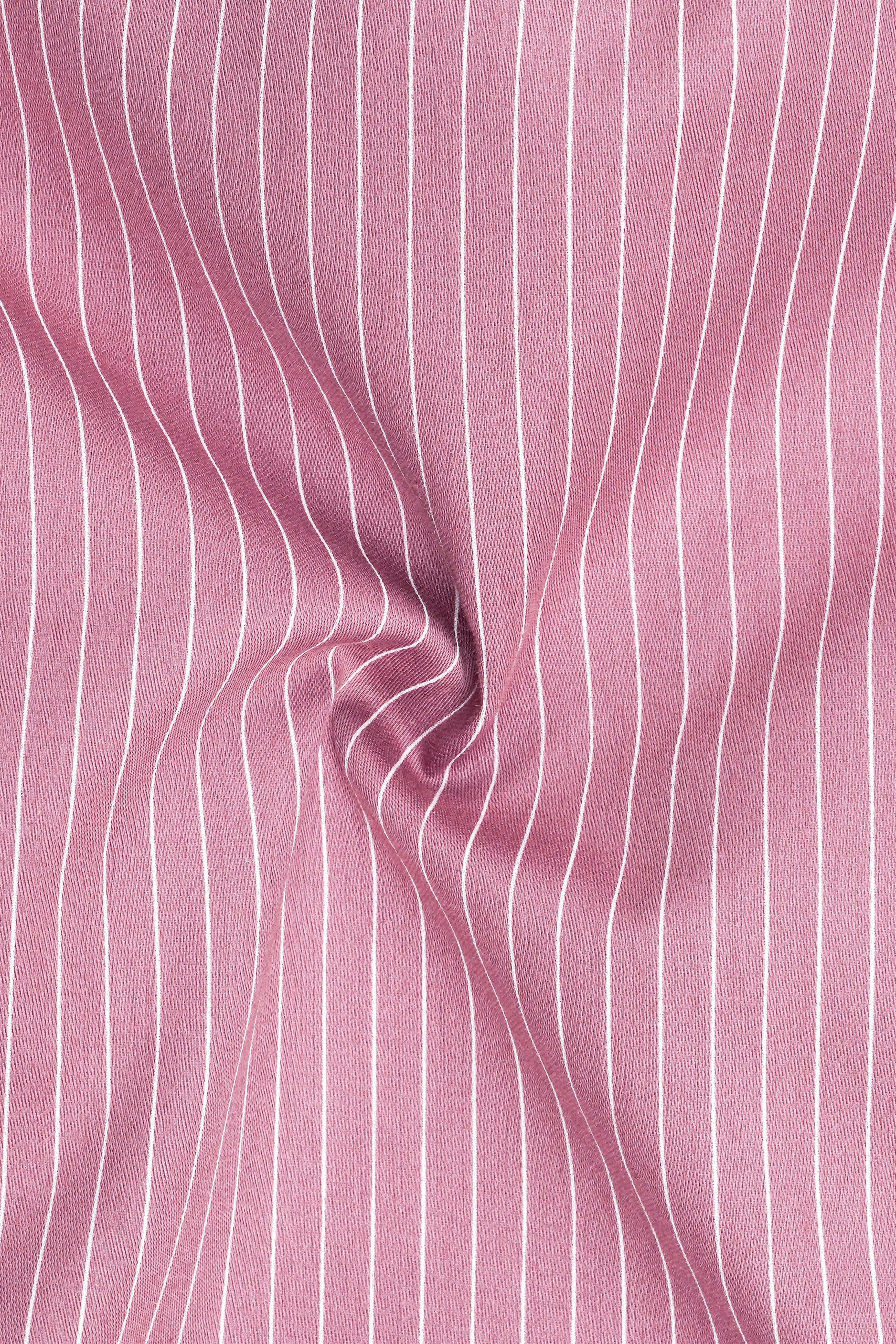 Blush-Bazaar Pink Pin Striped Subtle Sheen Super Soft Premium Cotton Dress White Cuff Collar Shirt