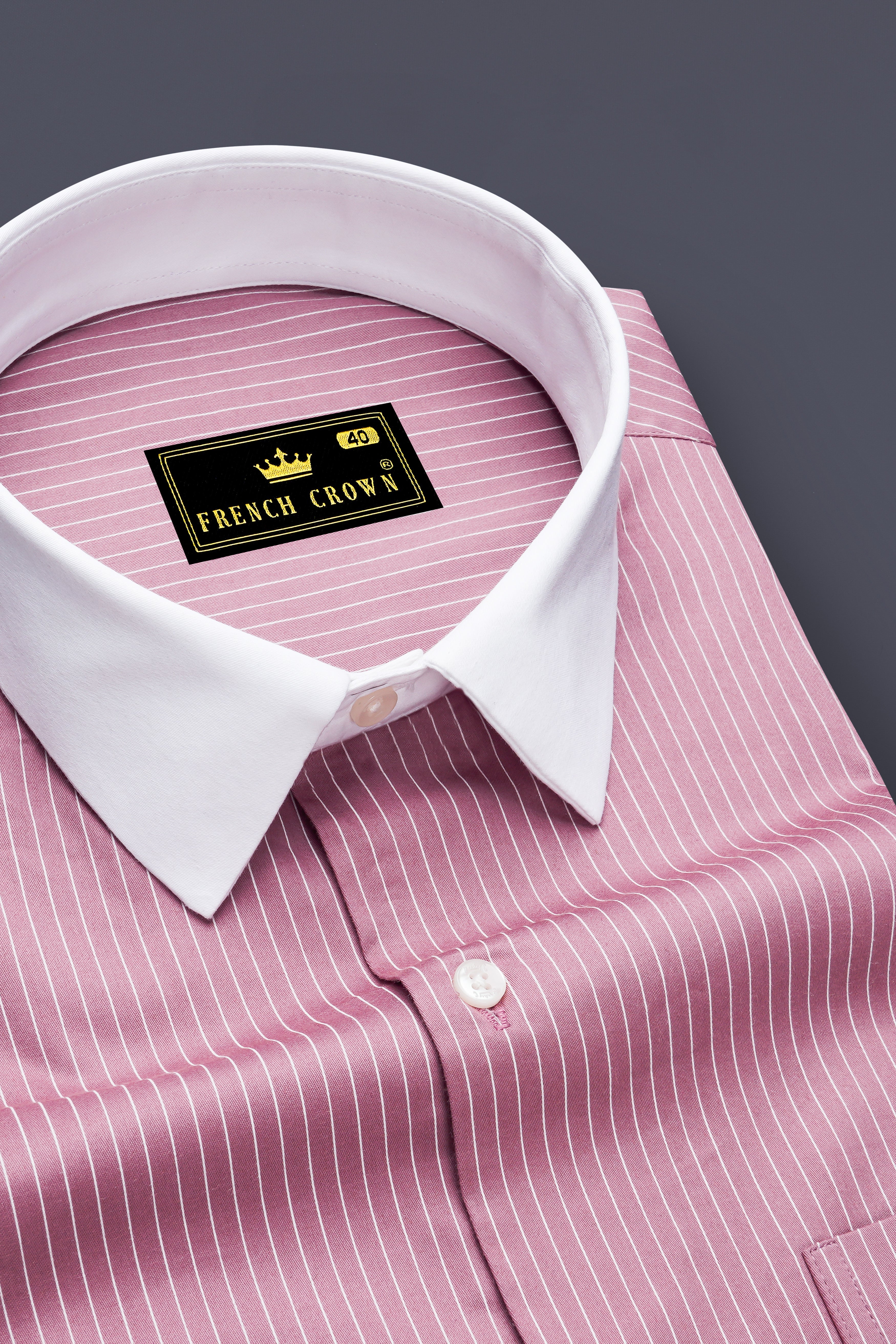 Blush-Bazaar Pink Pin Striped Subtle Sheen Super Soft Premium Cotton Dress White Cuff Collar Shirt