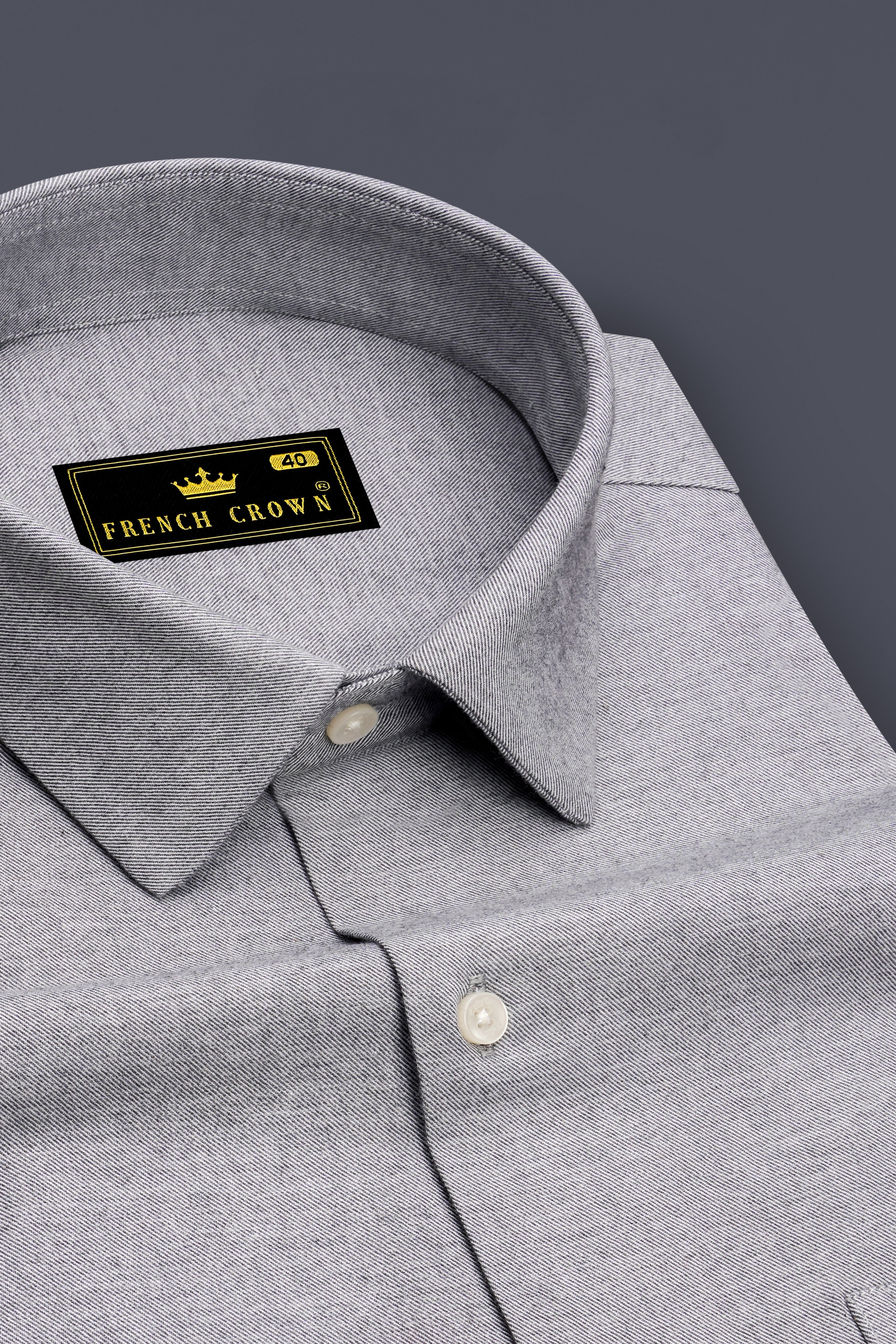 Grisport-Harbor Gray Textured Twill Premium Cotton Dress Shirt