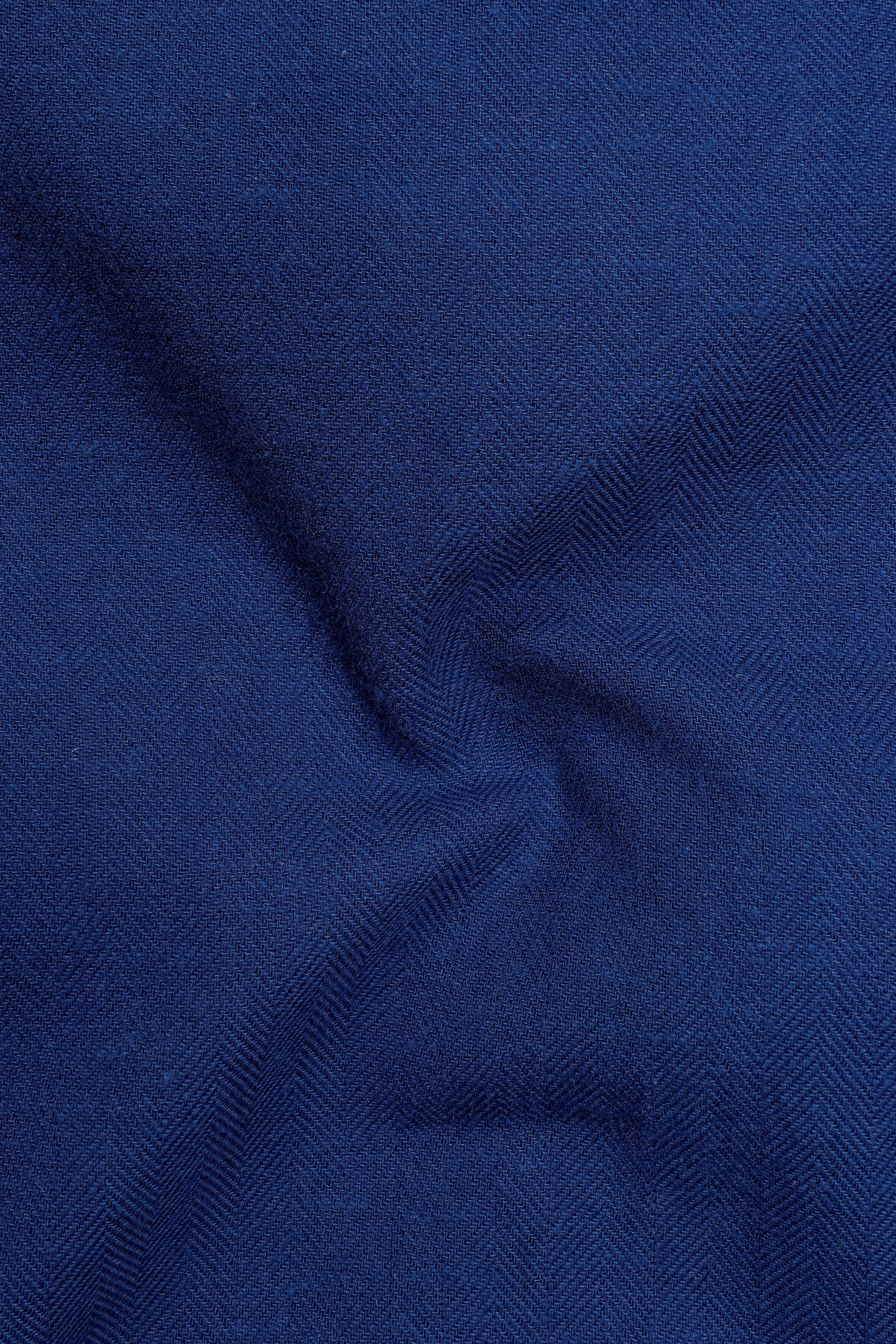 Blucrest-Biscay Blue Textured Herringbone Premium Cotton Casual Shirt