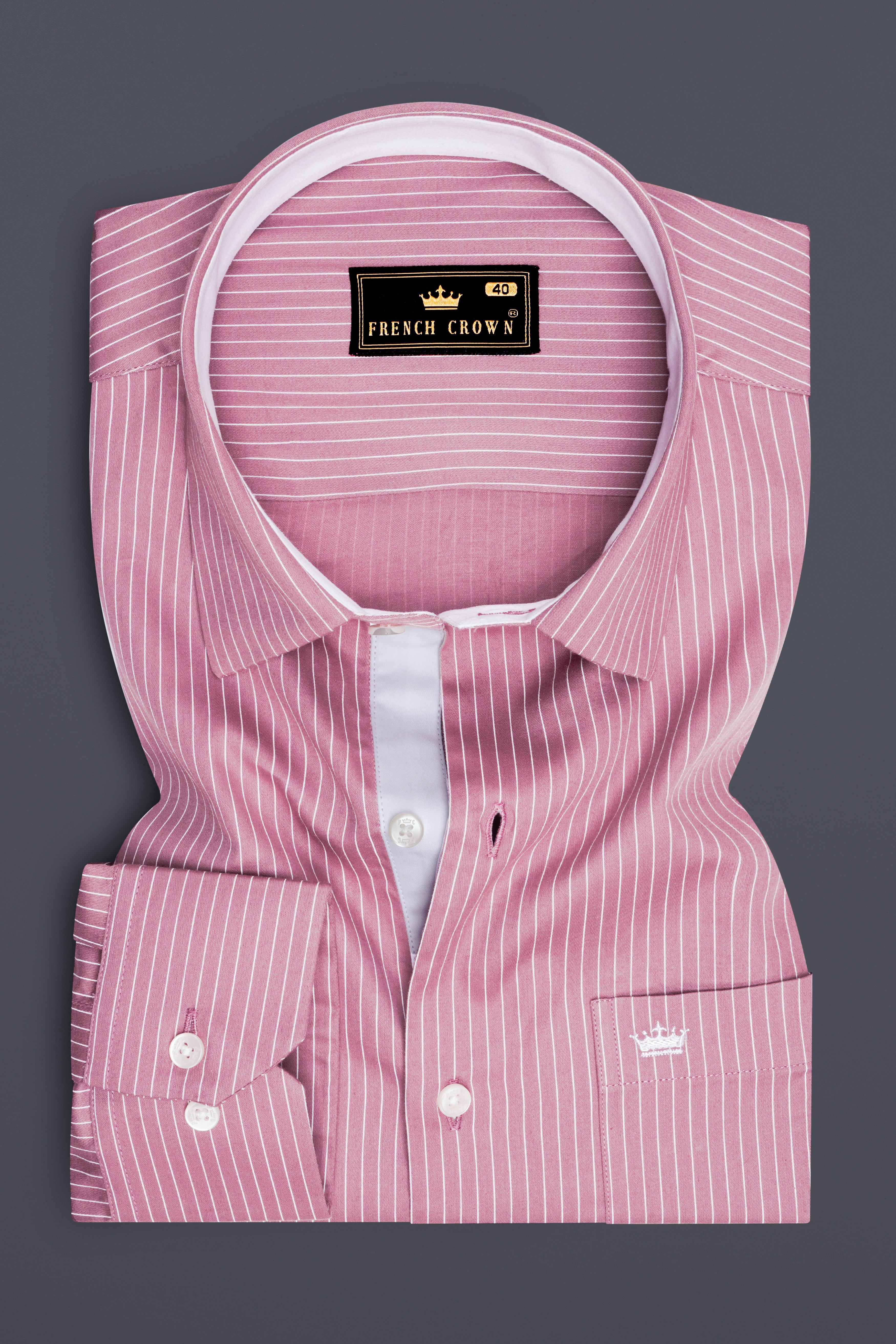 Blush-Bazaar Pink Pin Striped Subtle Sheen Soft Premium Cotton Dress Shirt