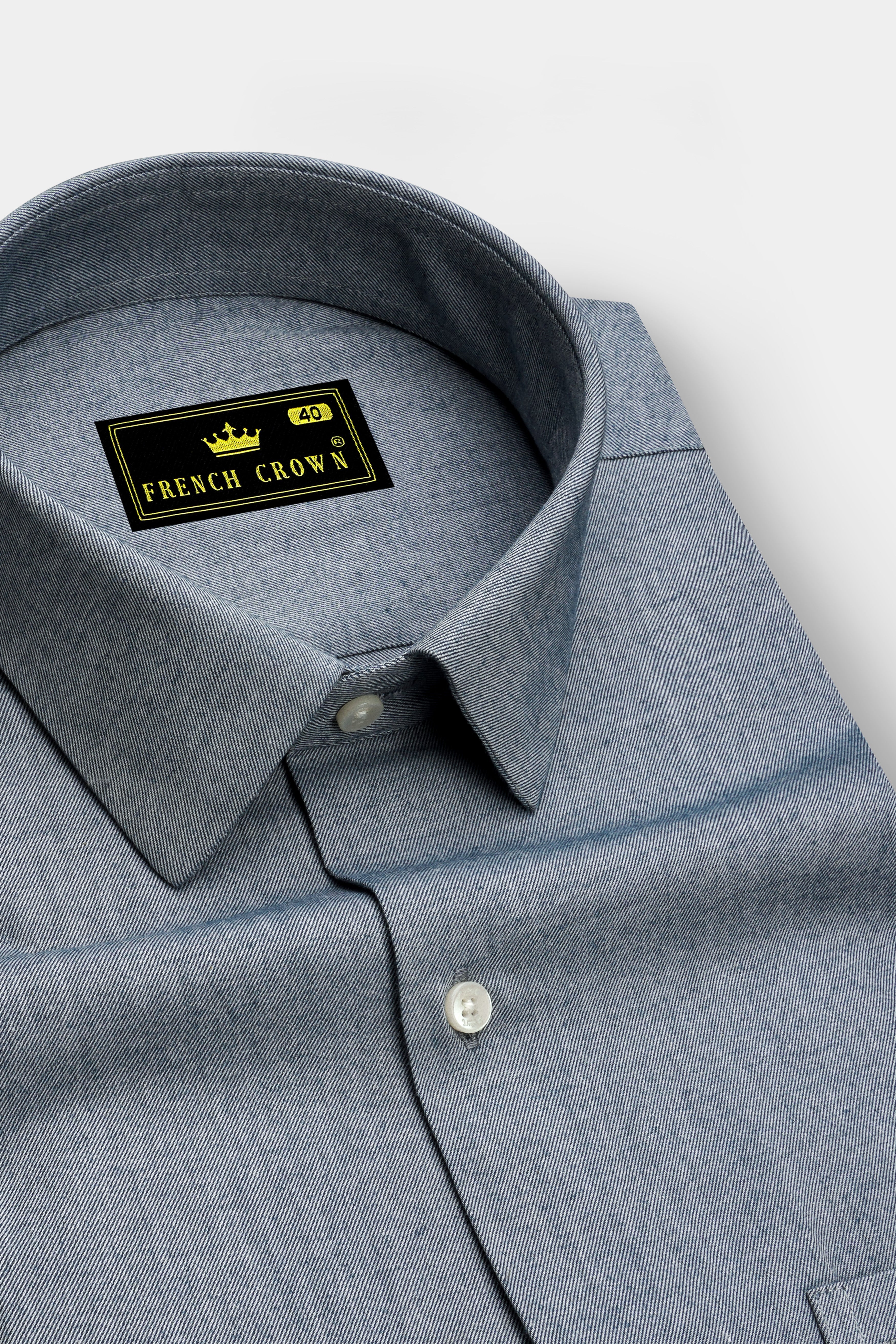 Griselon-Oslo Gray Textured Twill Premium Cotton Dress Shirt