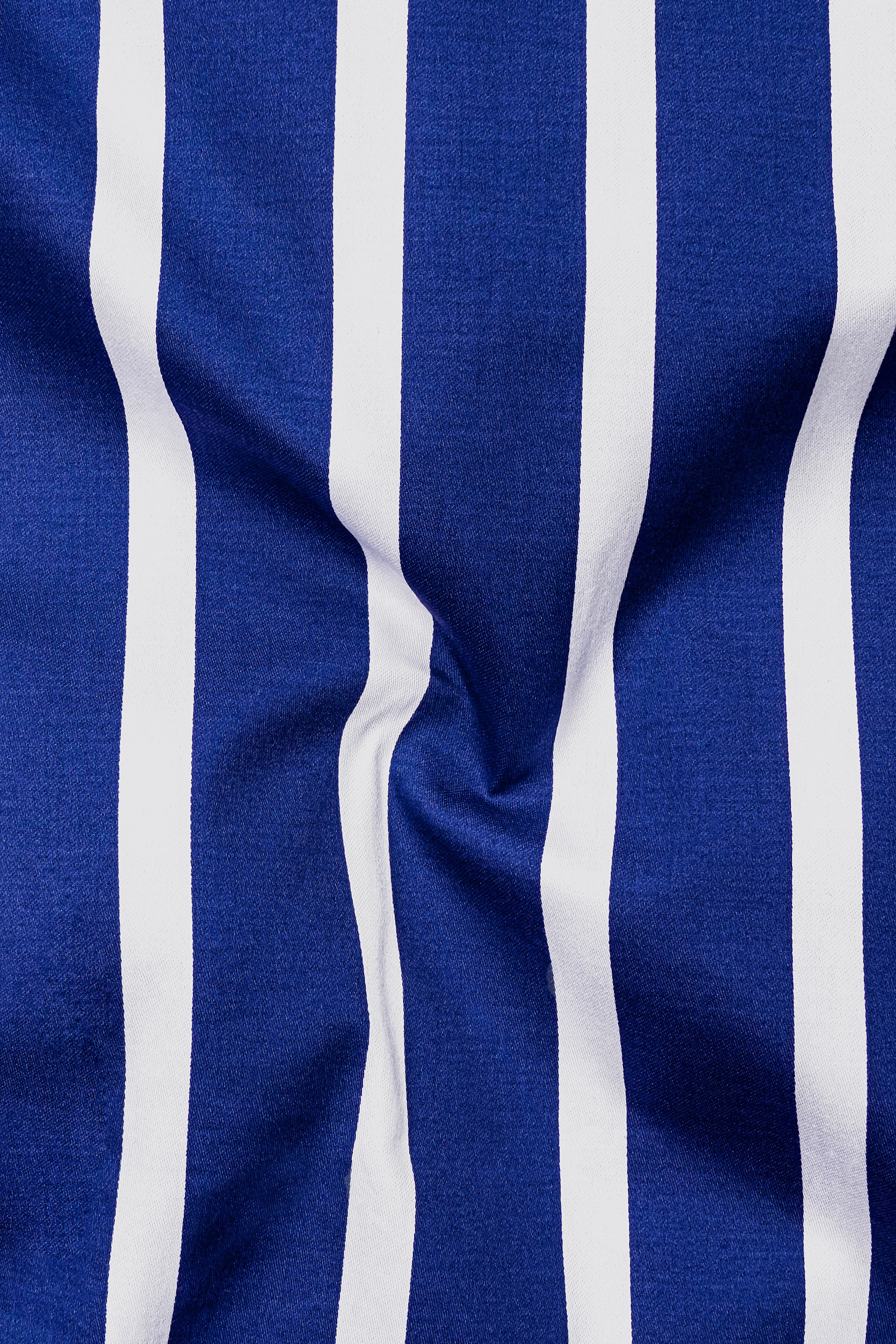 Marivon-Chambray Blue And Bright White Awning Striped Subtle Sheen Super Soft Premium Cotton Dress Shirt