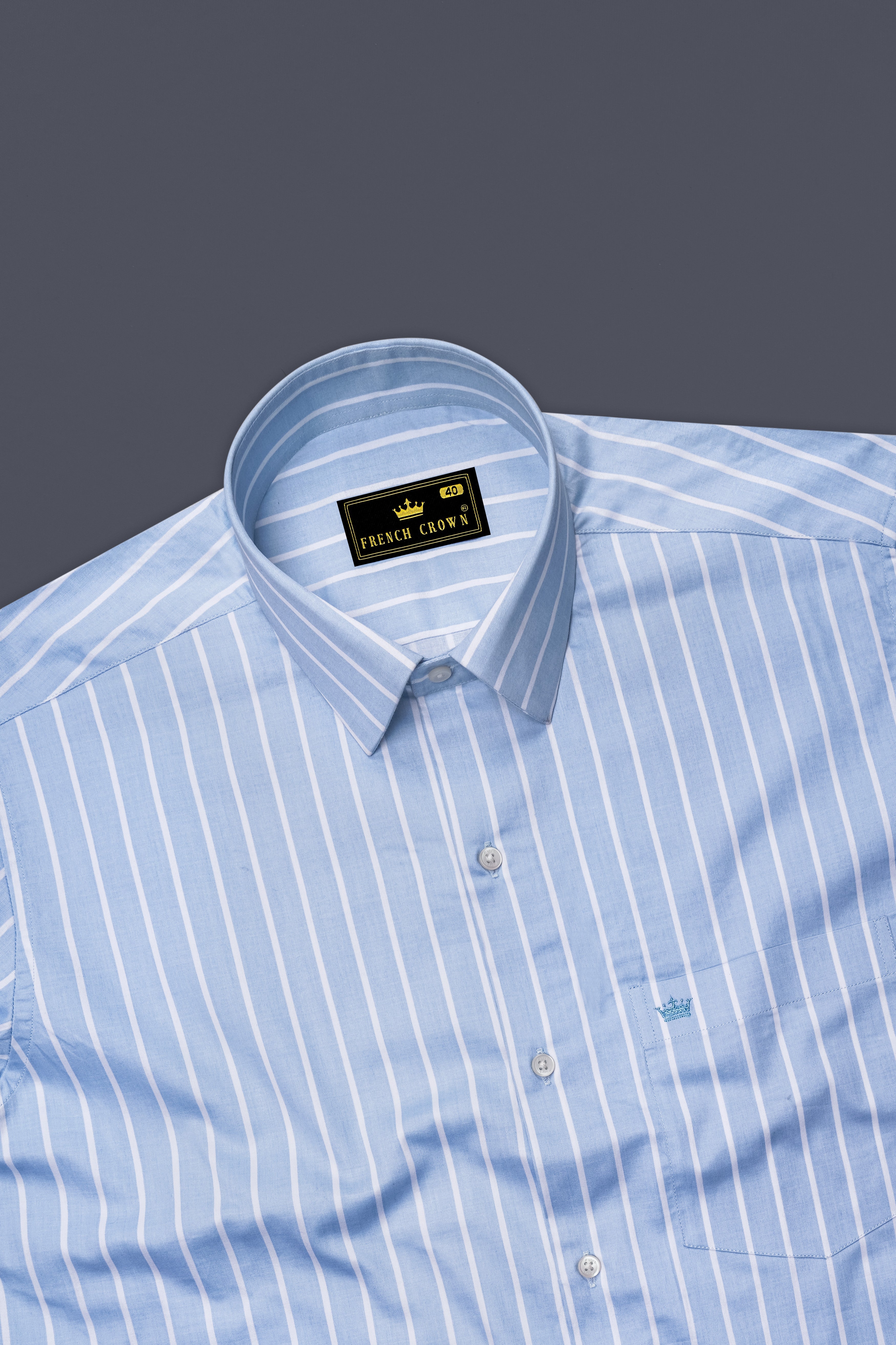 Celesto-Spindle Blue And Bright White Pin Striped Subtle Sheen Super Soft Premium Cotton Dress Shirt