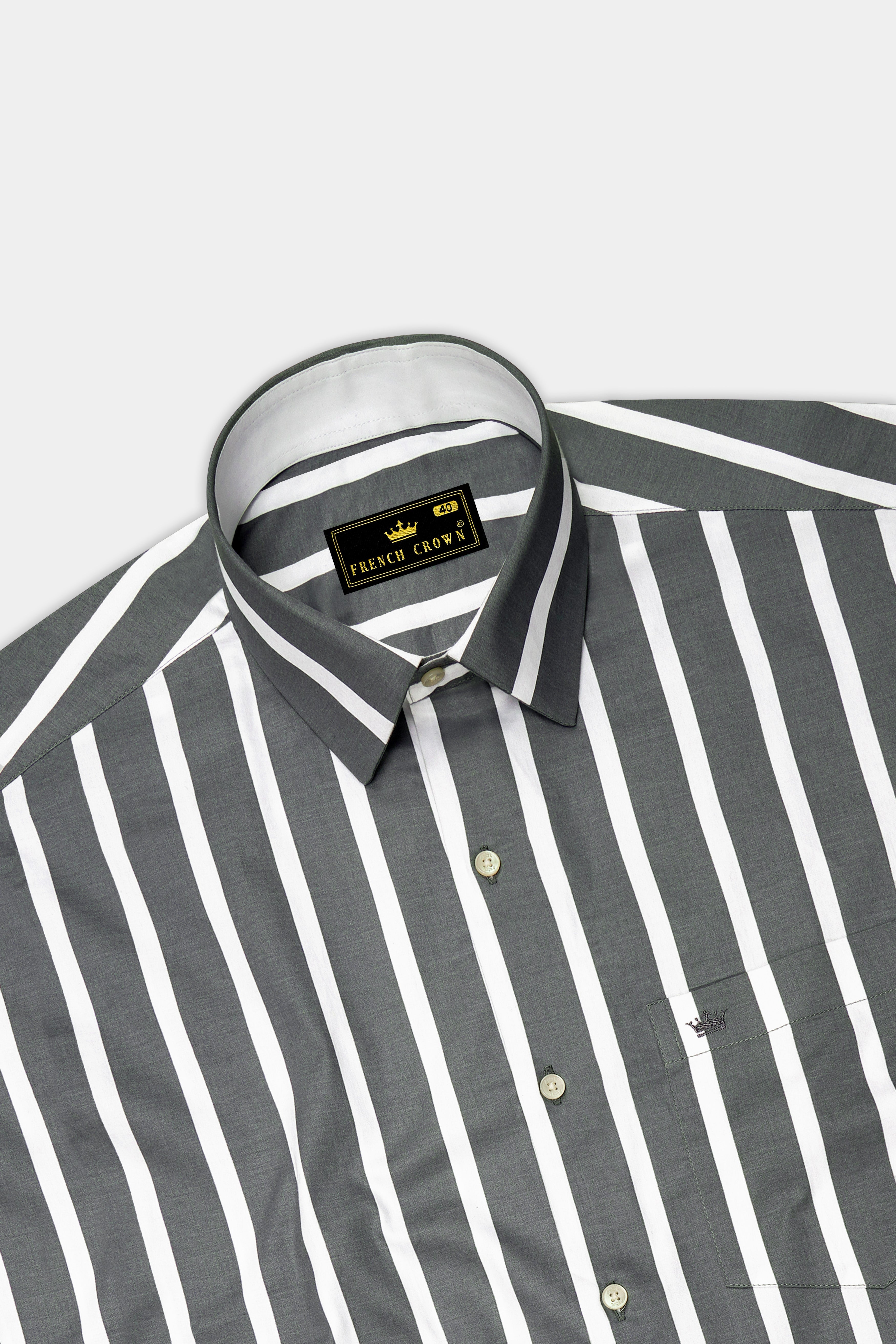 Nordoro-Oslo Gray And Bright White Awning Striped Super Soft Premium Cotton Dress Shirt