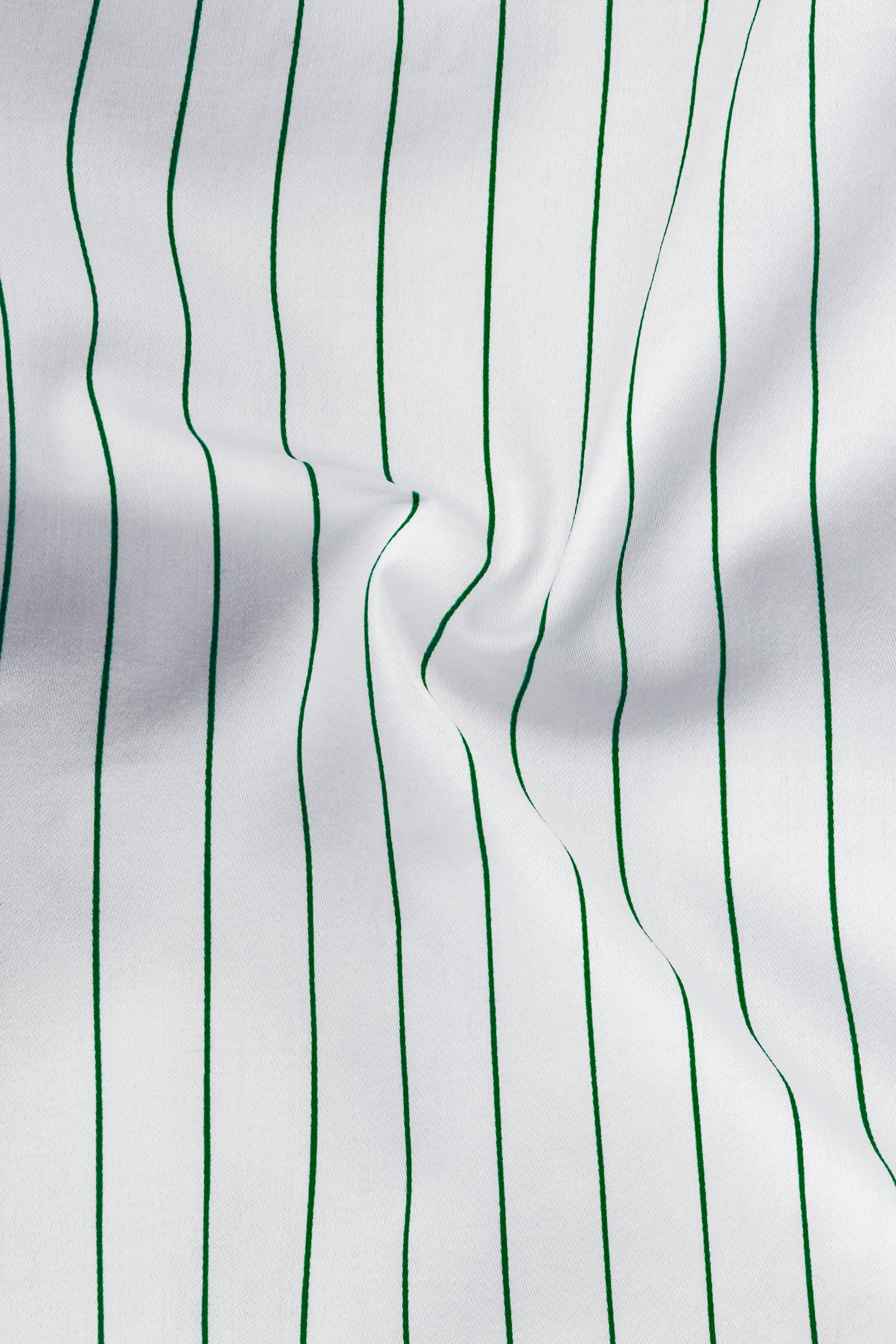 Verdoro-Bright White And Camarone Green Pin Striped Subtle Sheen Super Soft Premium Cotton Button Down Collar Dress Shirt