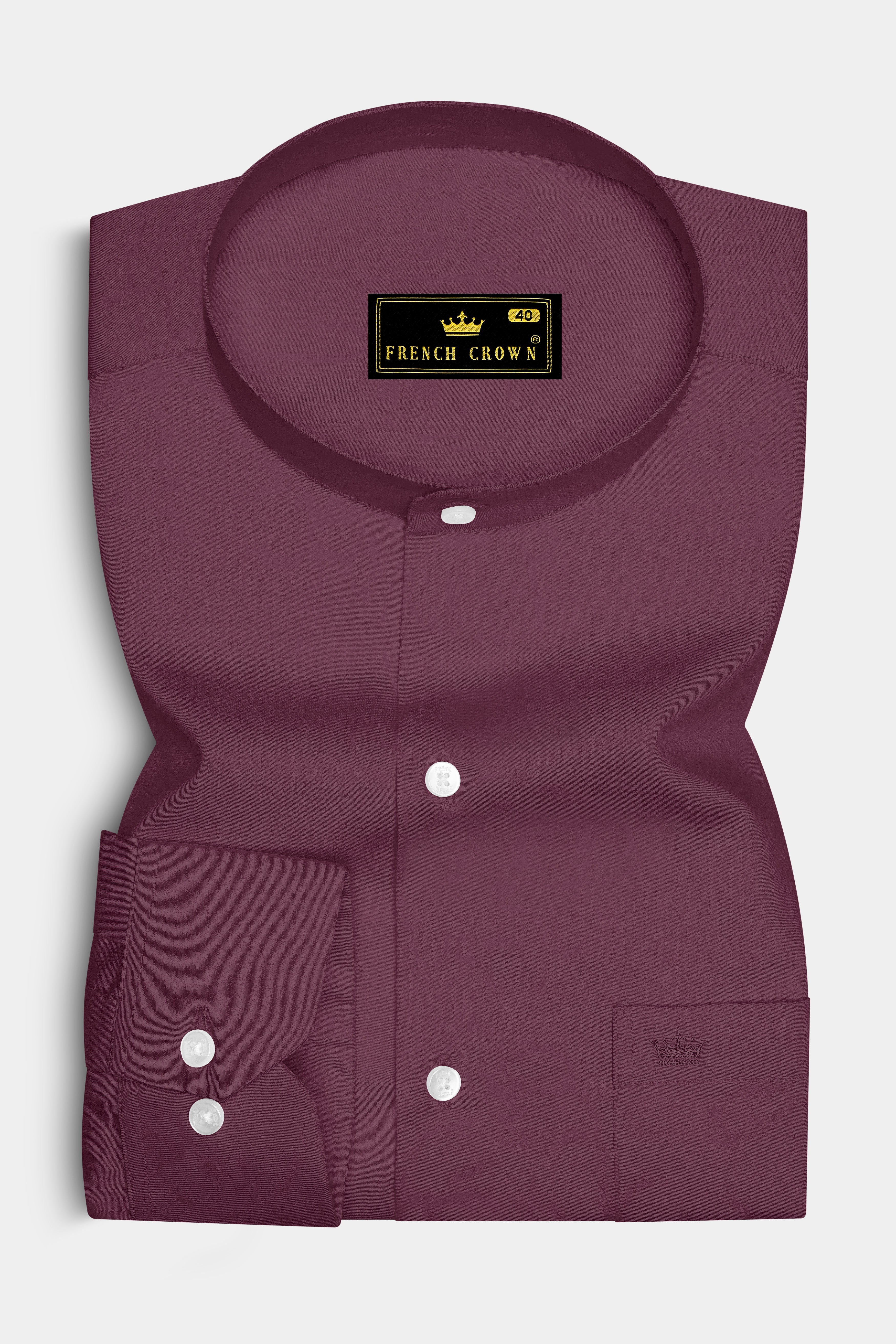 Auretus-Tuscan Pink Subtle Sheen Super Soft Premium Cotton Mandarin Dress Shirt