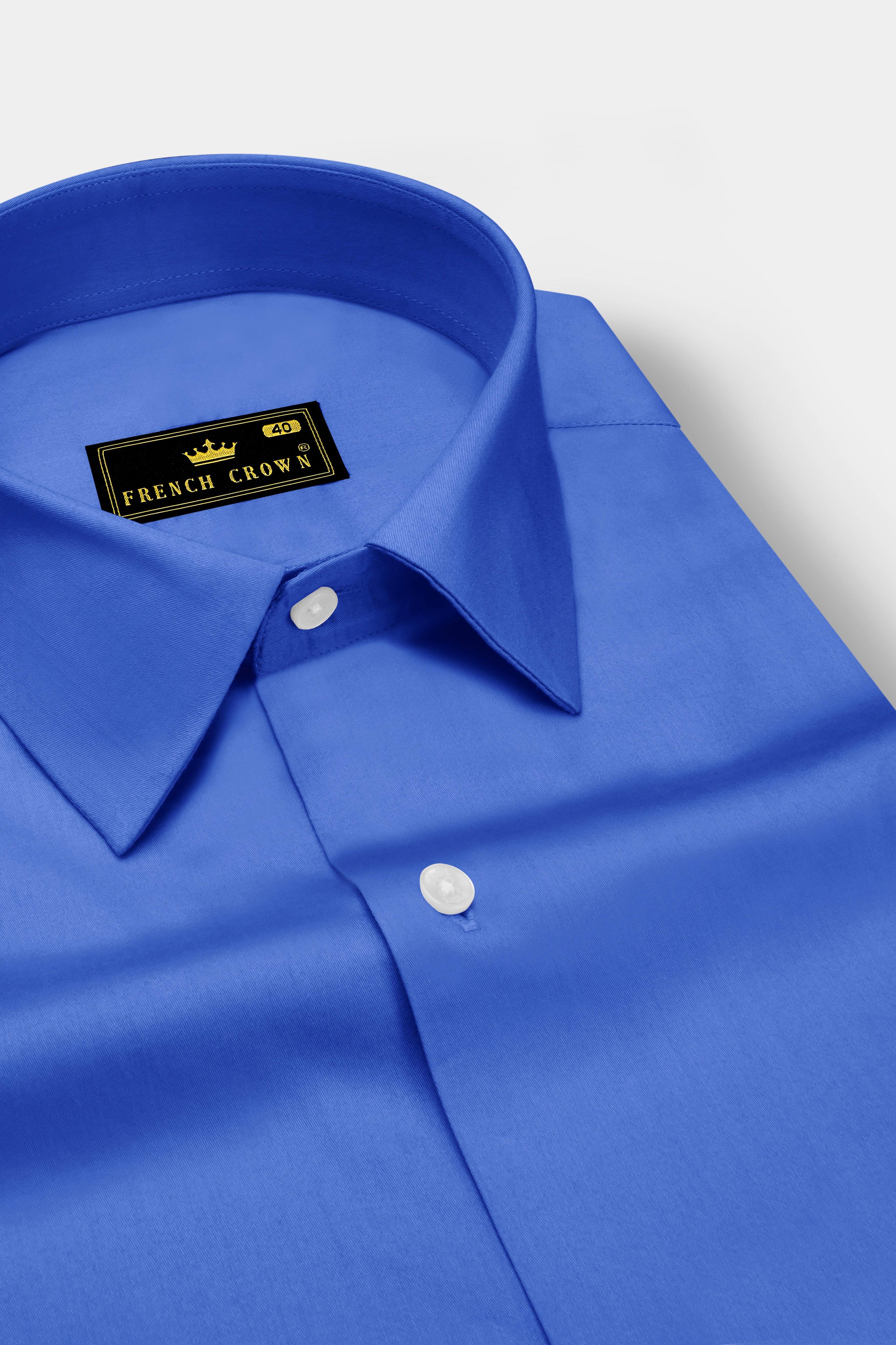 Azurion-Mariner Blue Subtle Sheen Super Soft Premium Cotton Dress Shirt