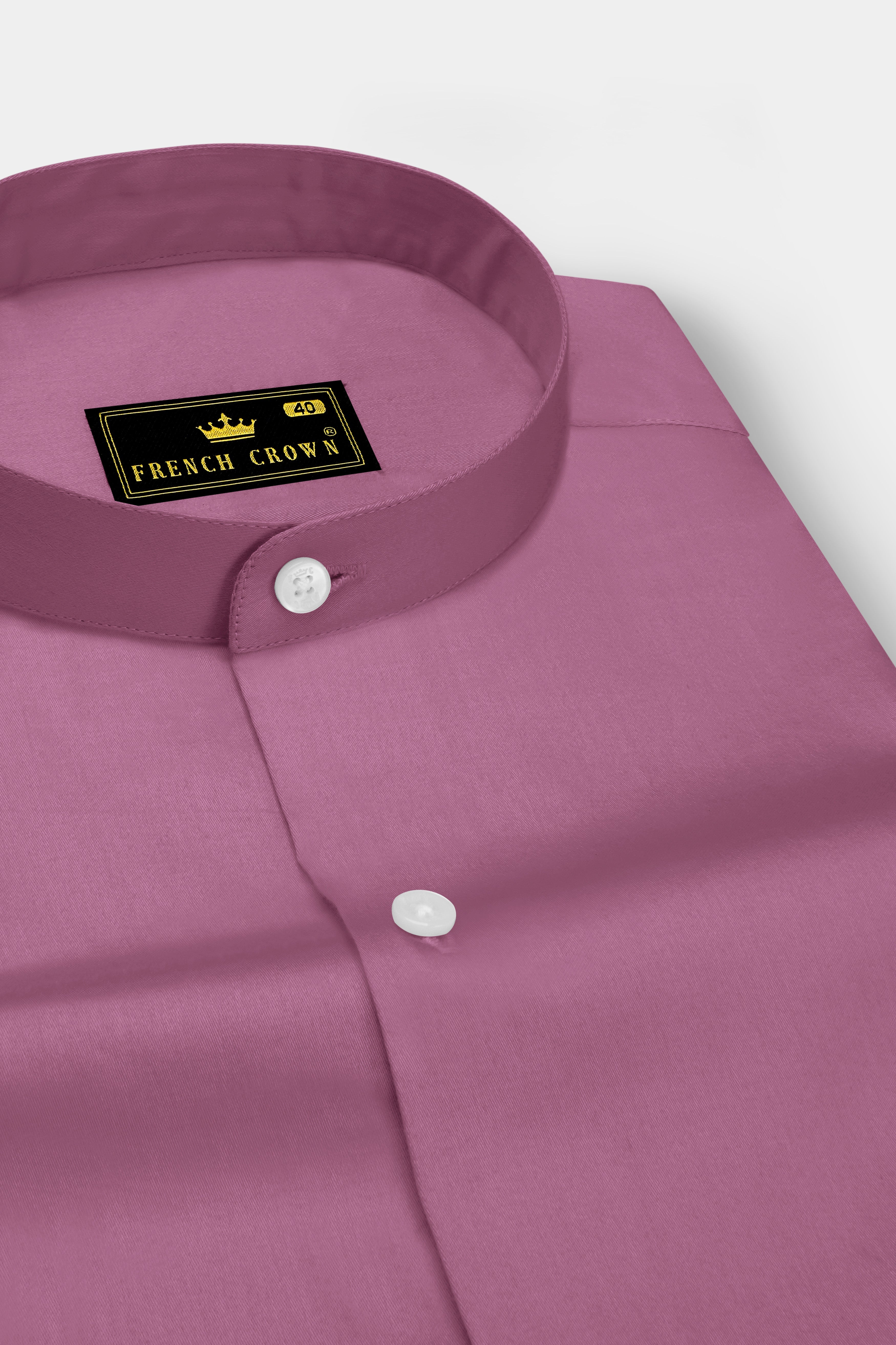 Rosavelle-Tapestry Pink Subtle Sheen Super Soft Premium Cotton Mandarin Dress Shirt