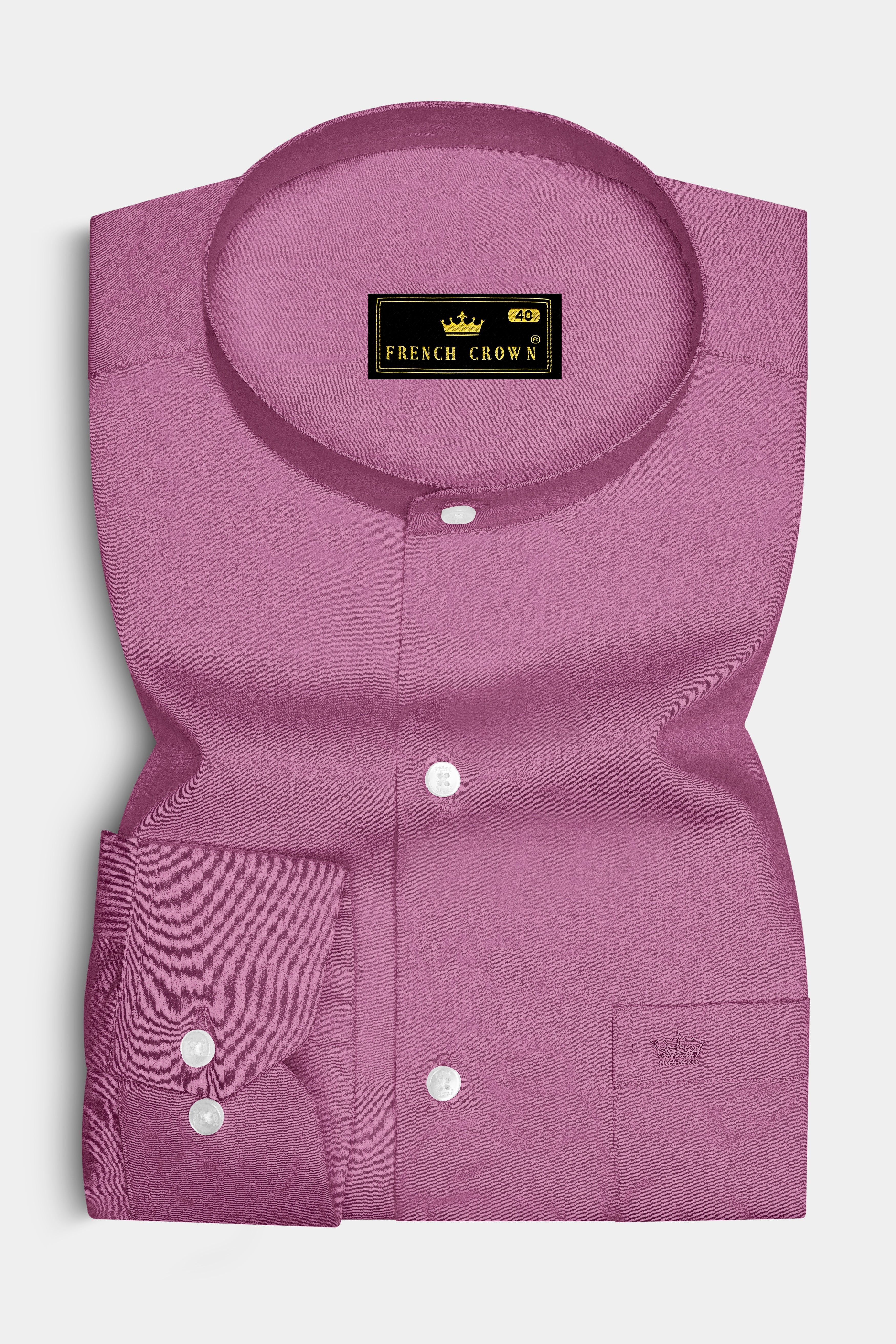 Rosavelle-Tapestry Pink Subtle Sheen Super Soft Premium Cotton Mandarin Dress Shirt