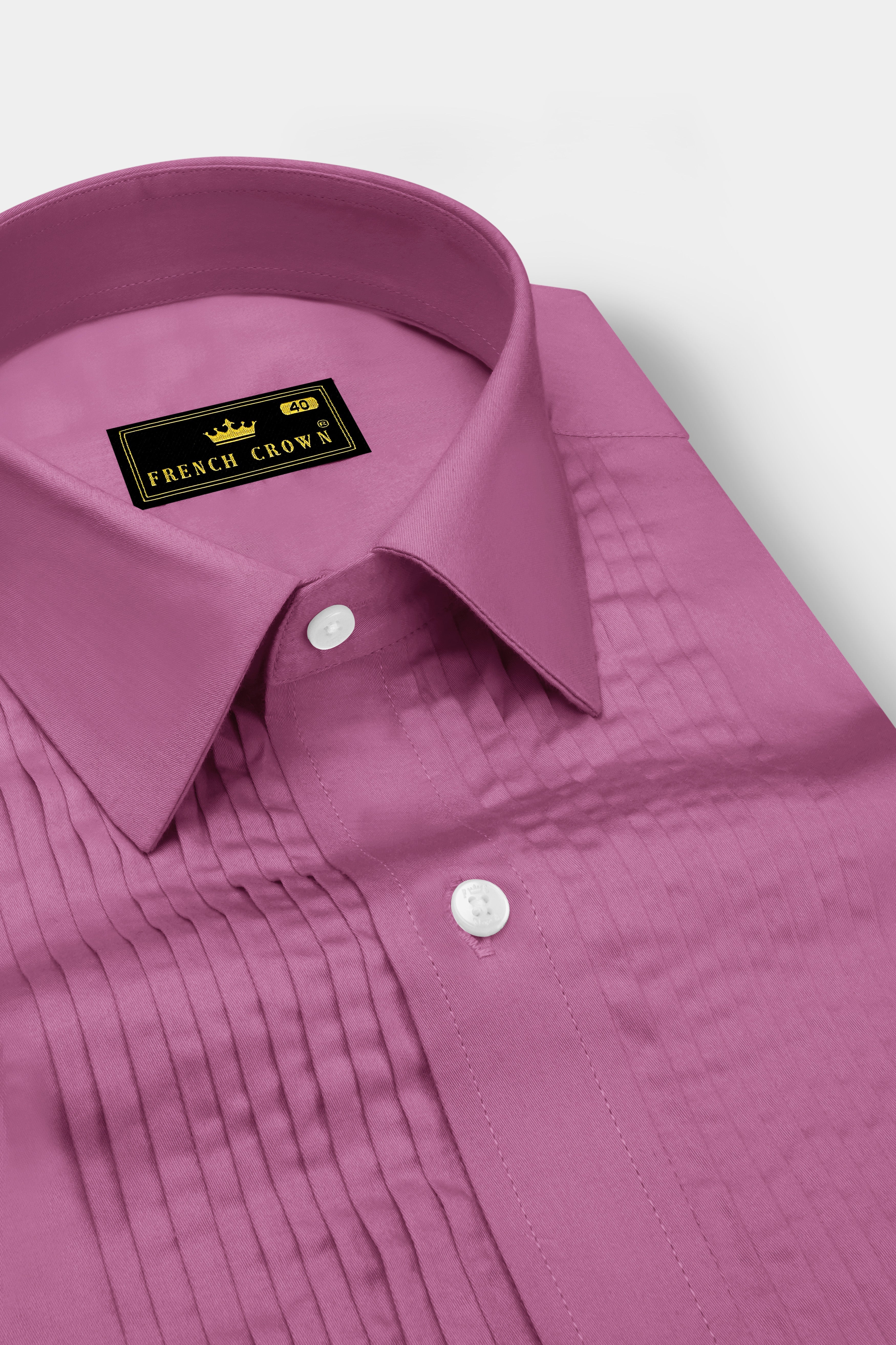 Rosavelle-Tapestry Pink Subtle Sheen Super Soft Premium Cotton Tuxedo Dress Shirt