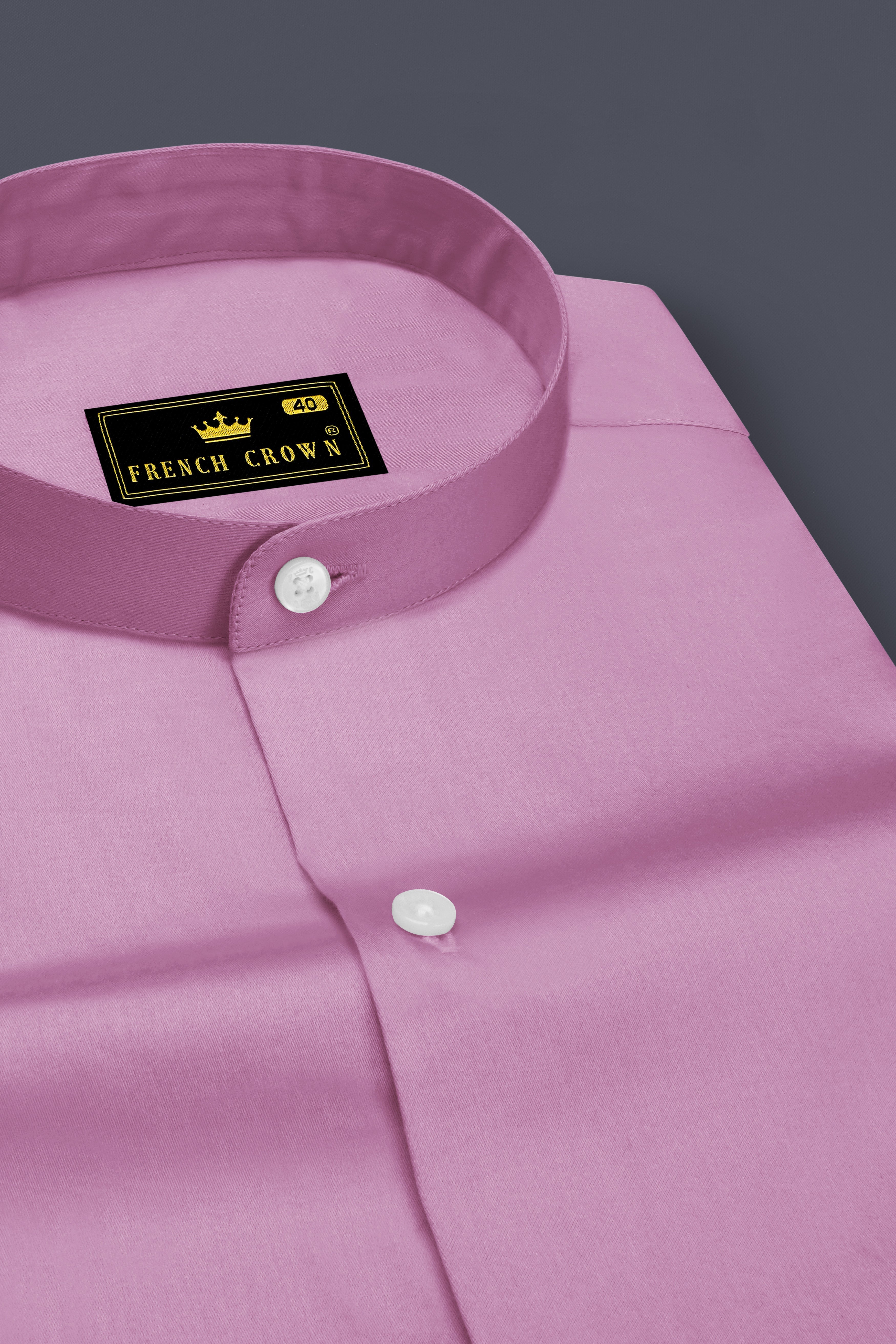 Blushoro-Viola Pink Subtle Sheen Super Soft Premium Cotton Mandarin Dress Shirt