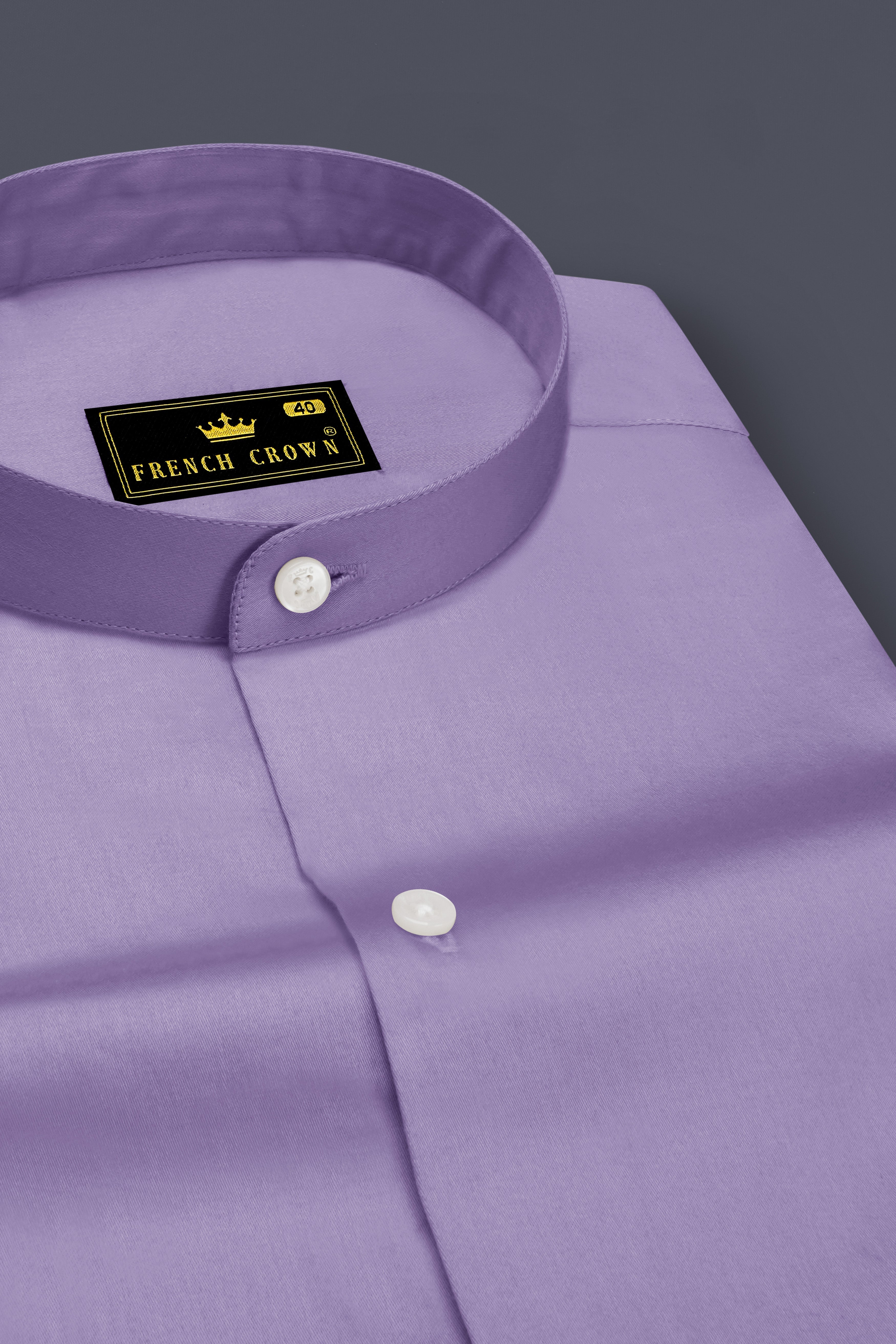 Lavero-Pastel Purple Subtle Sheen Super Soft Premium Cotton Mandarin Dress Shirt