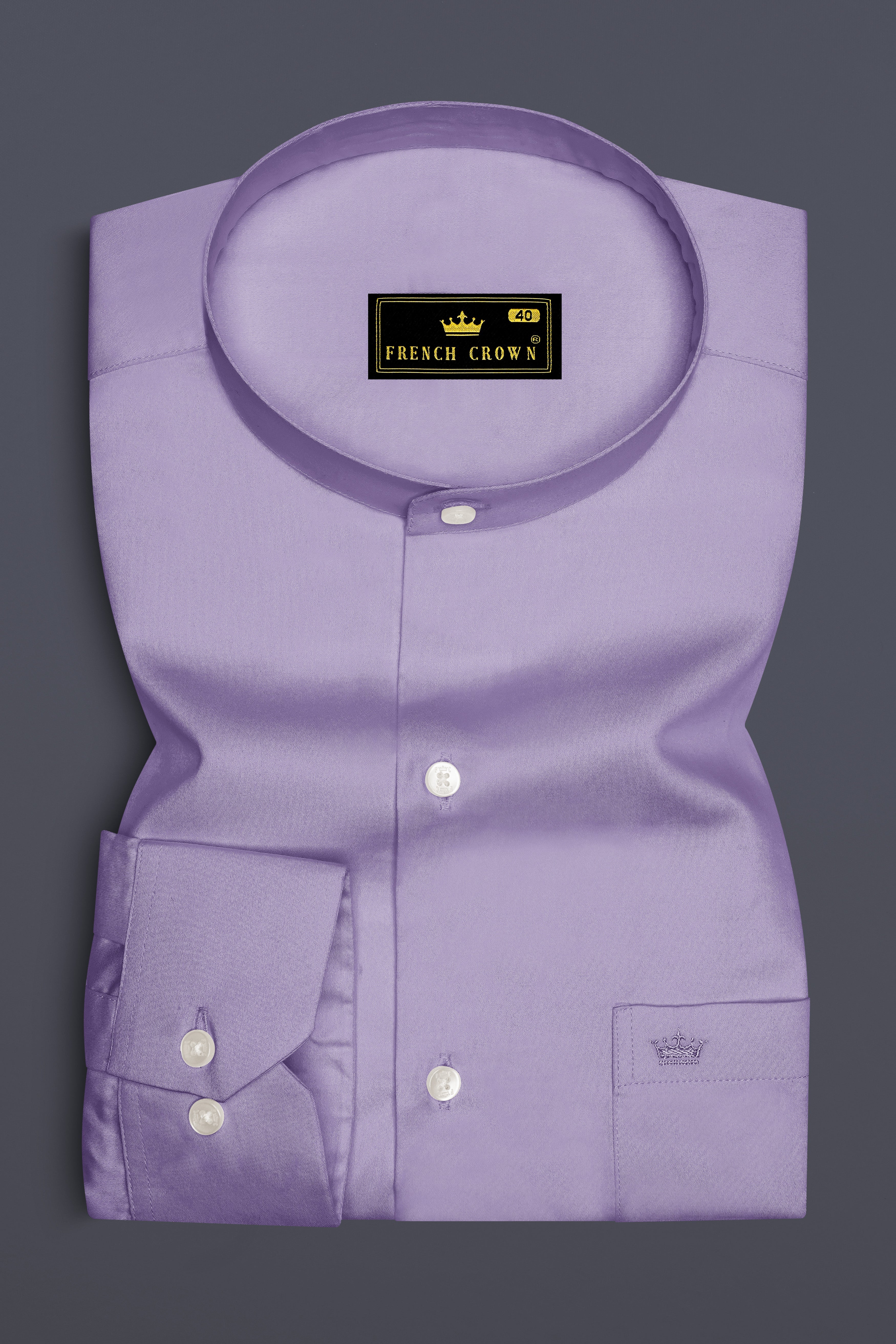 Lavero-Pastel Purple Subtle Sheen Super Soft Premium Cotton Mandarin Dress Shirt