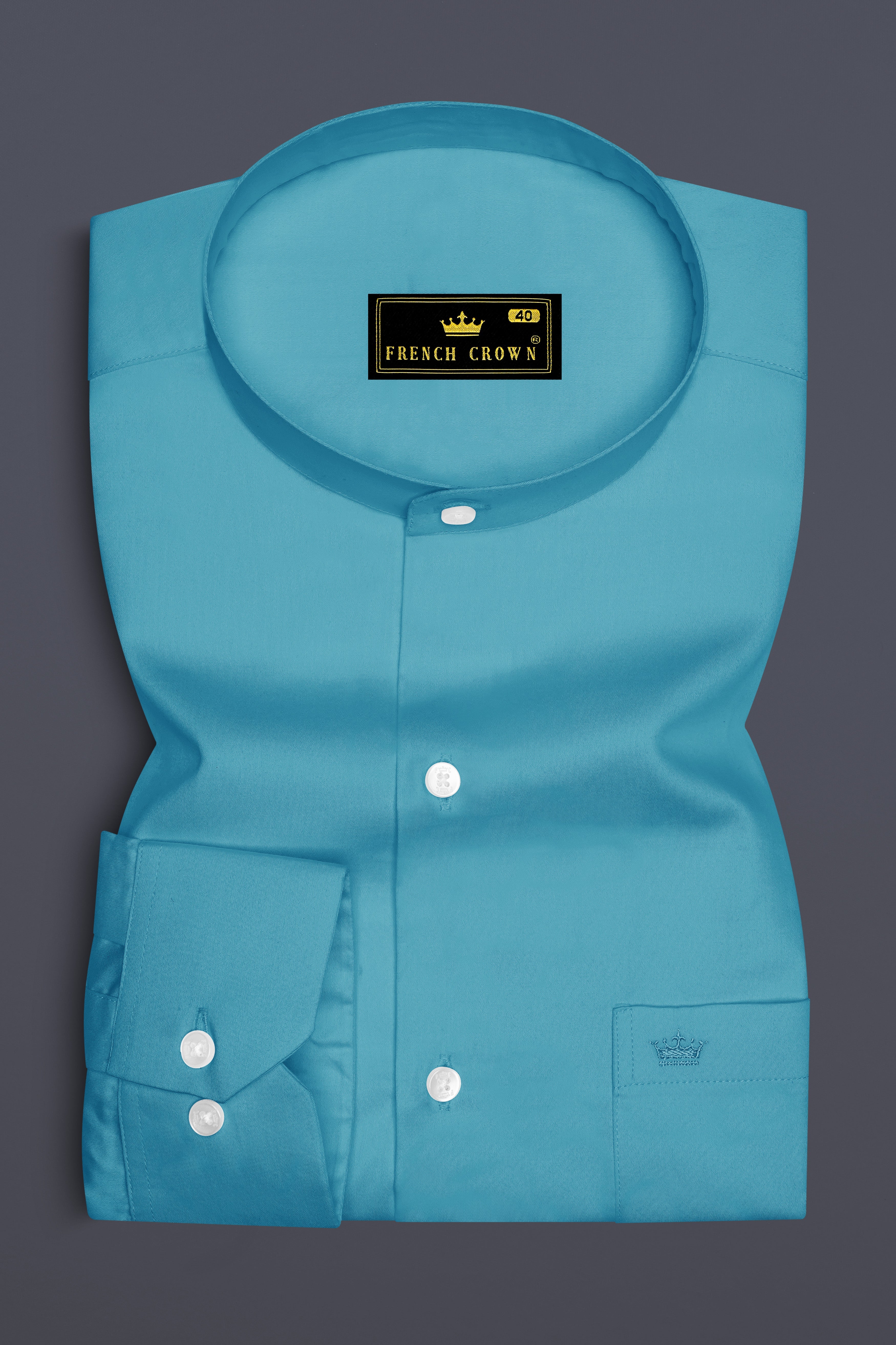 Orientor-Eastern Blue Subtle Sheen Super Soft Premium Cotton Mandarin Dress Shirt 14407-M-38, 14407-M-H-38, 14407-M-39, 14407-M-H-39, 14407-M-40, 14407-M-H-40, 14407-M-42, 14407-M-H-42, 14407-M-44, 14407-M-H-44, 14407-M-46, 14407-M-H-46, 14407-M-48, 14407-M-H-48, 14407-M-50, 14407-M-H-50, 14407-M-52, 14407-M-H-52