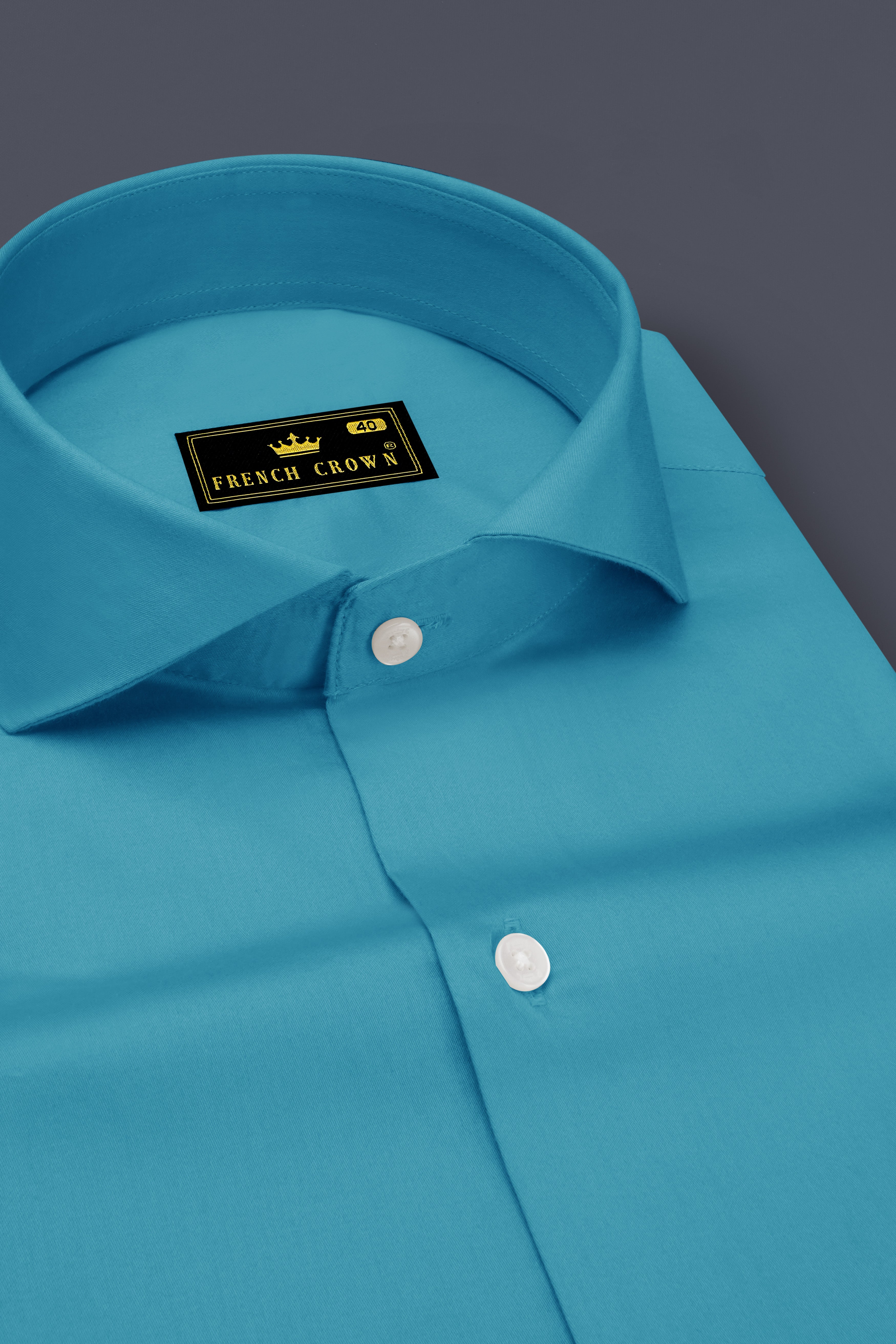 Orientor-Eastern Blue Subtle Sheen Super Soft Premium Cotton Cut Away Collar Dress Shirt