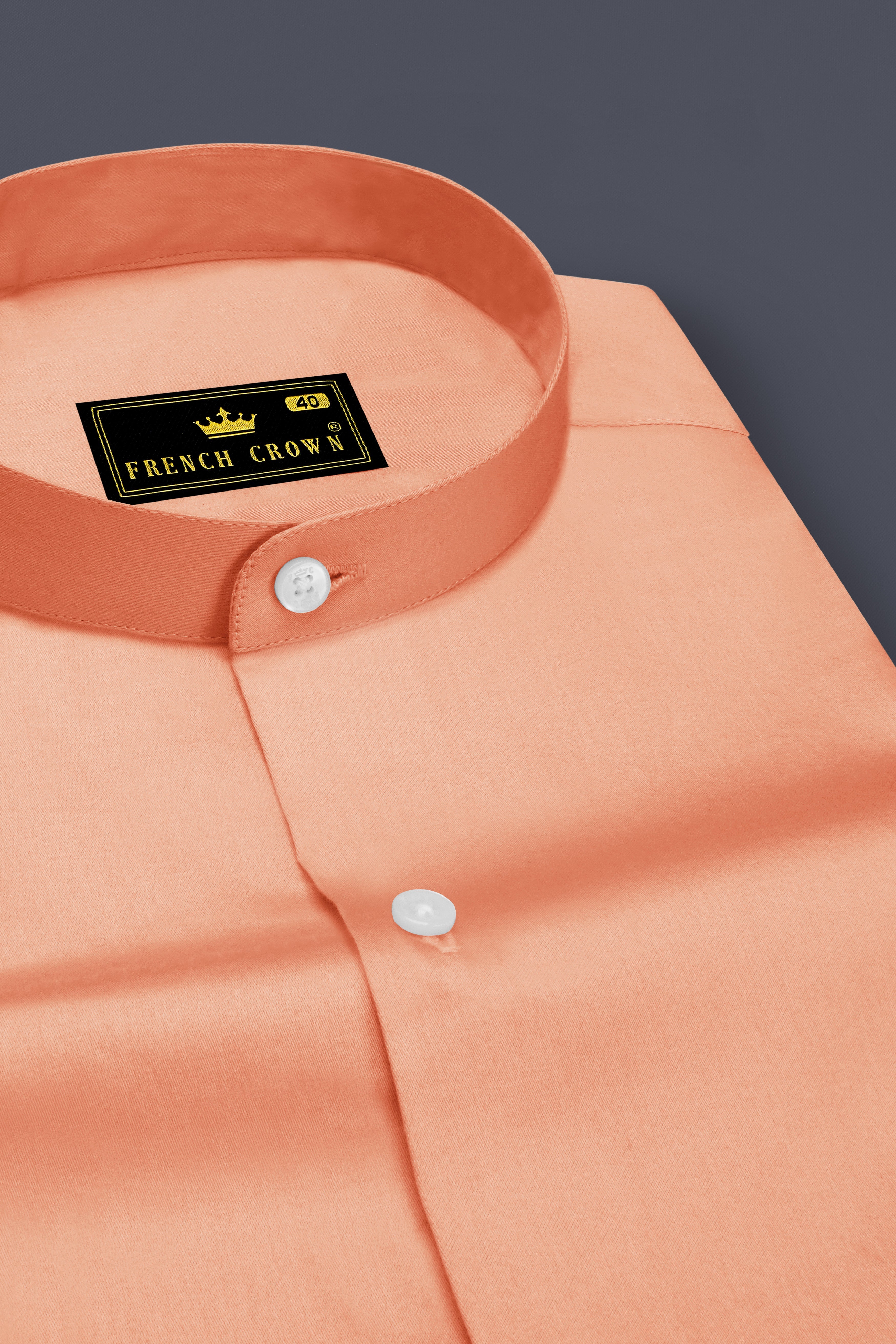 Solvoro-Tumbleweed Orange Subtle Sheen Super Soft Premium Cotton Mandarin Dress Shirt
