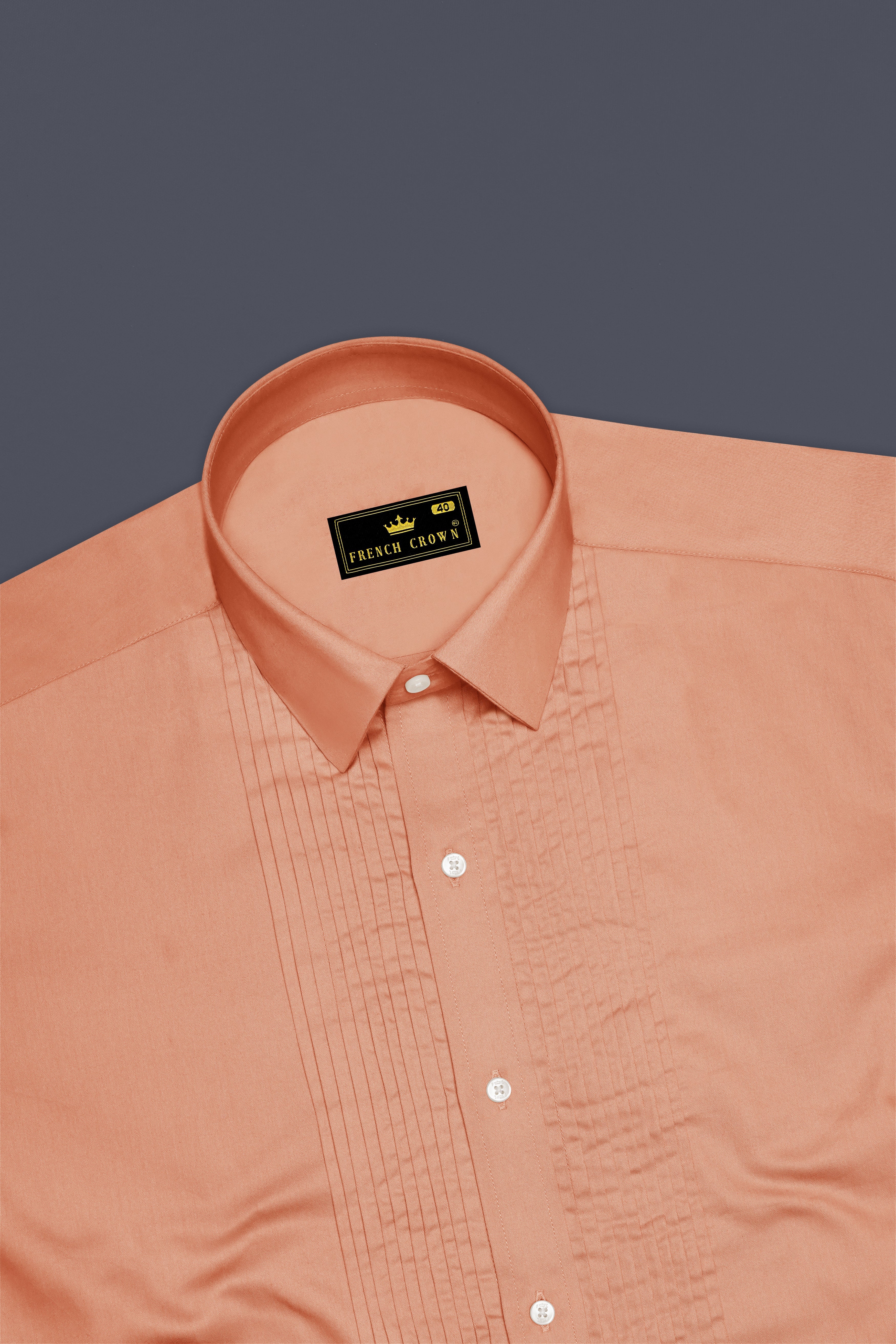 Solvoro-Tumbleweed Orange Subtle Sheen Super Soft Premium Cotton Tuxedo Dress Shirt