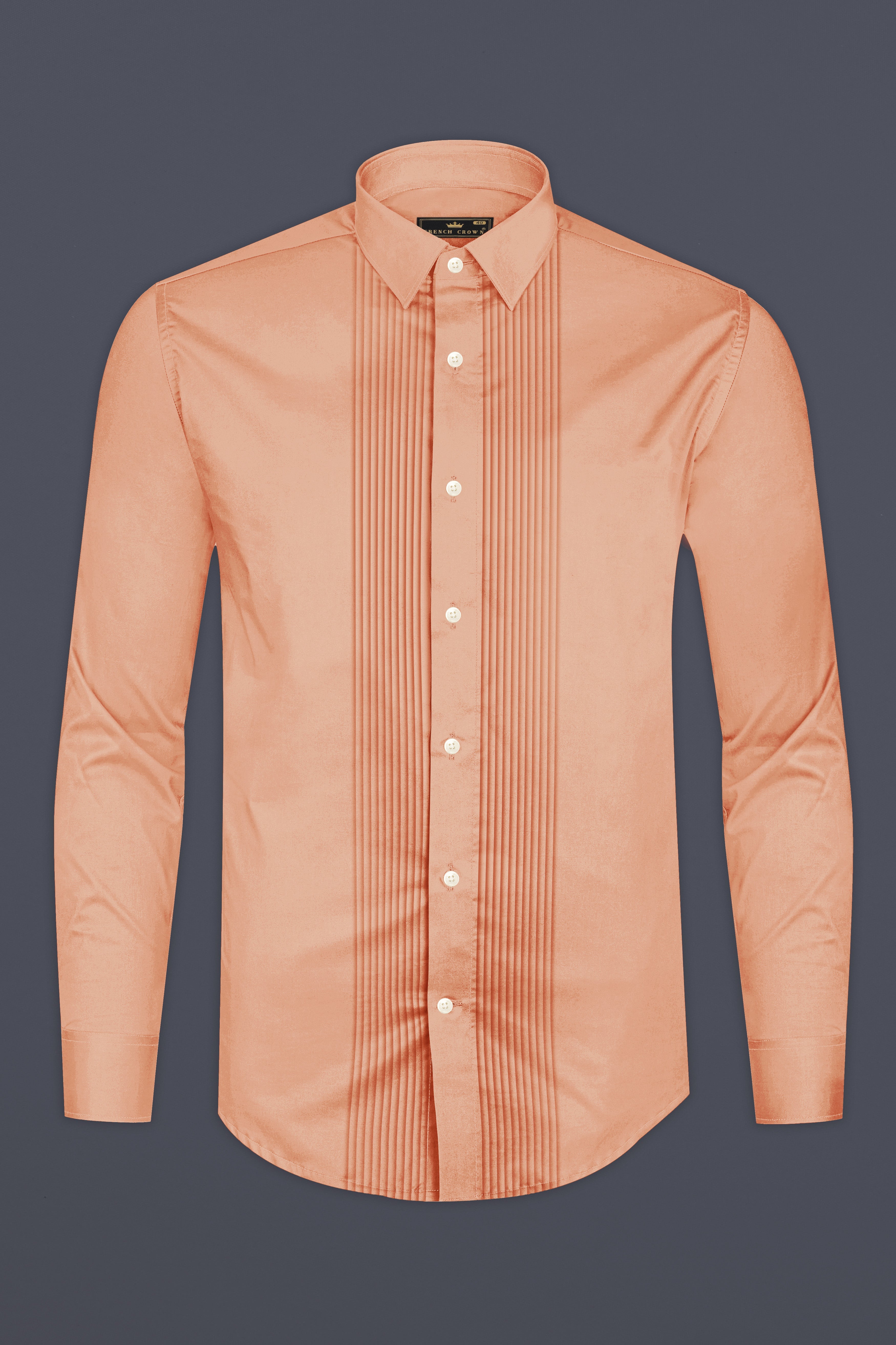 Solvoro-Tumbleweed Orange Subtle Sheen Super Soft Premium Cotton Tuxedo Dress Shirt
