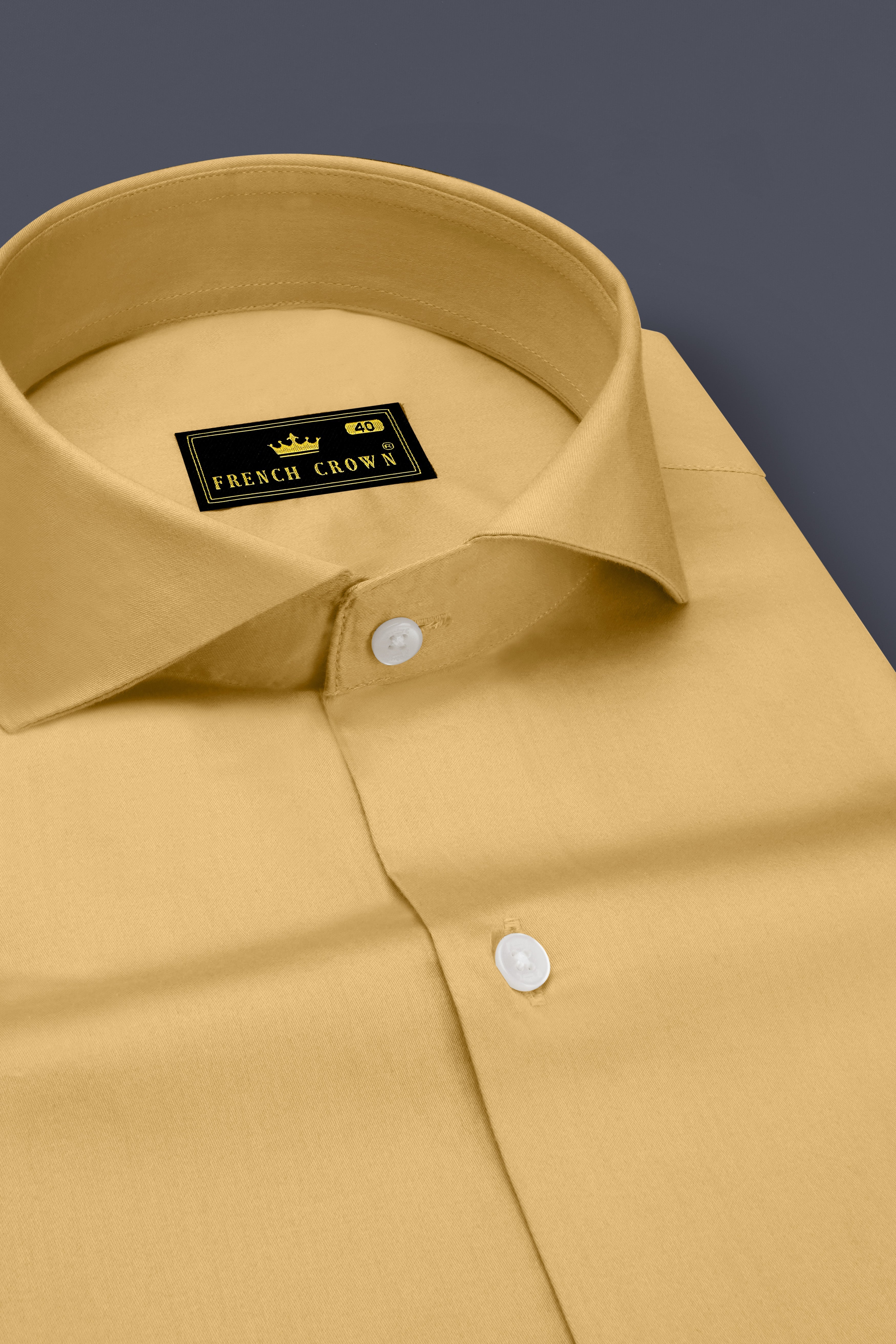 Aurion-Desert Yellow Subtle Sheen Super Soft Premium Cotton Cut Away Collar Dress Shirt