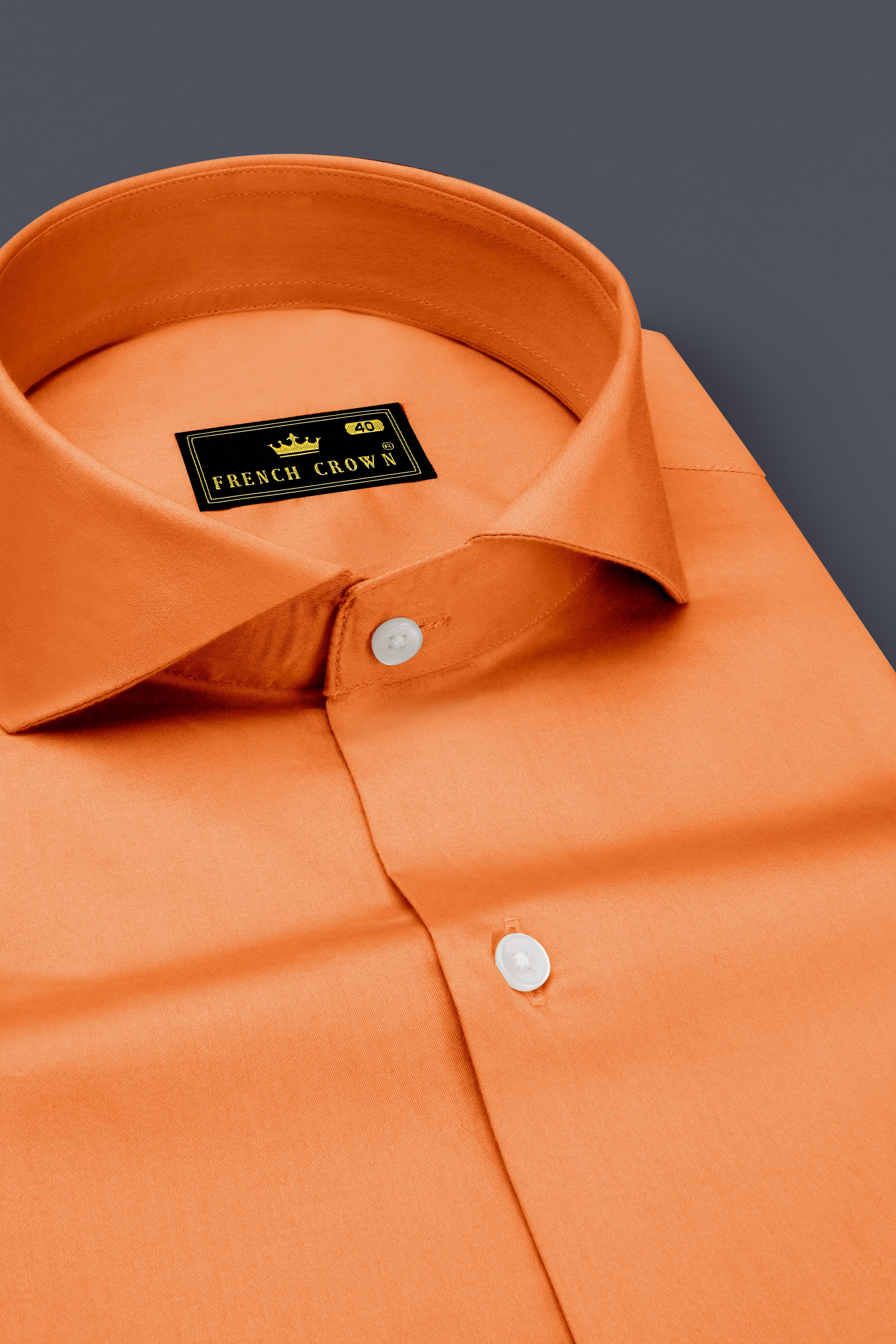 Safforo-Persian Orange Subtle Sheen Super Soft Premium Cotton Cut Away Collar Dress Shirt