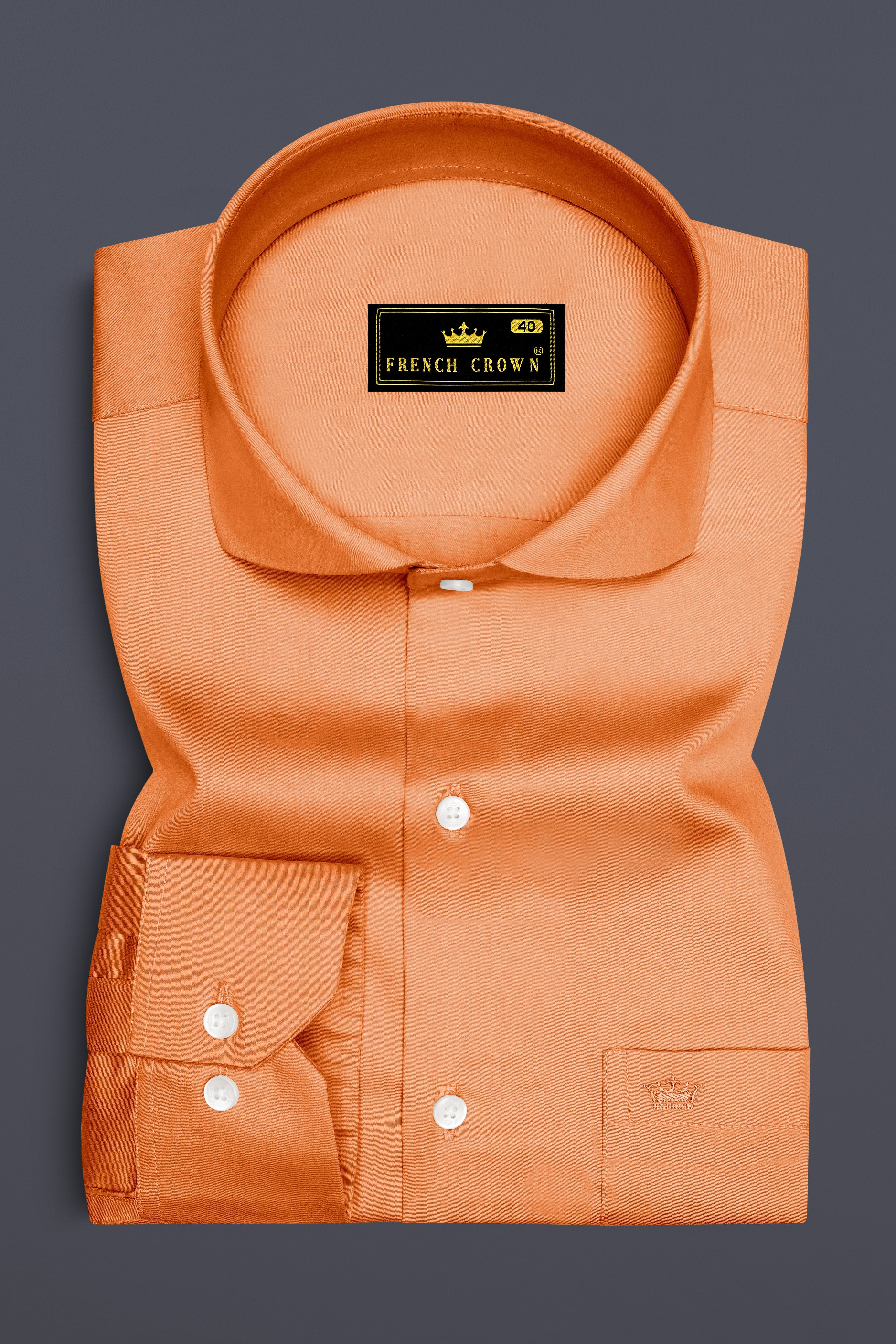 Safforo-Persian Orange Subtle Sheen Super Soft Premium Cotton Cut Away Collar Dress Shirt