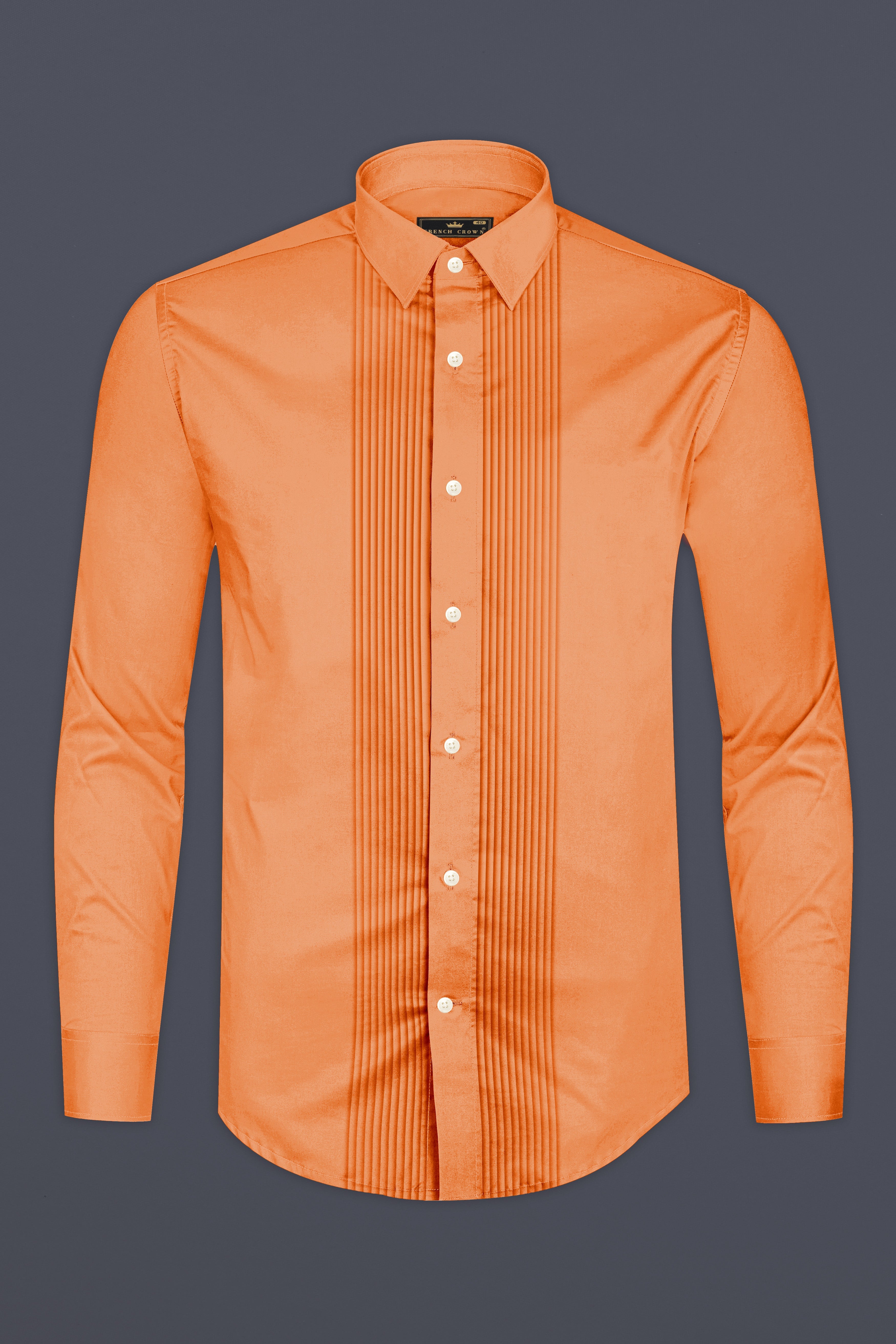 Safforo-Persian Orange Subtle Sheen Super Soft Premium Cotton Tuxedo Dress Shirt