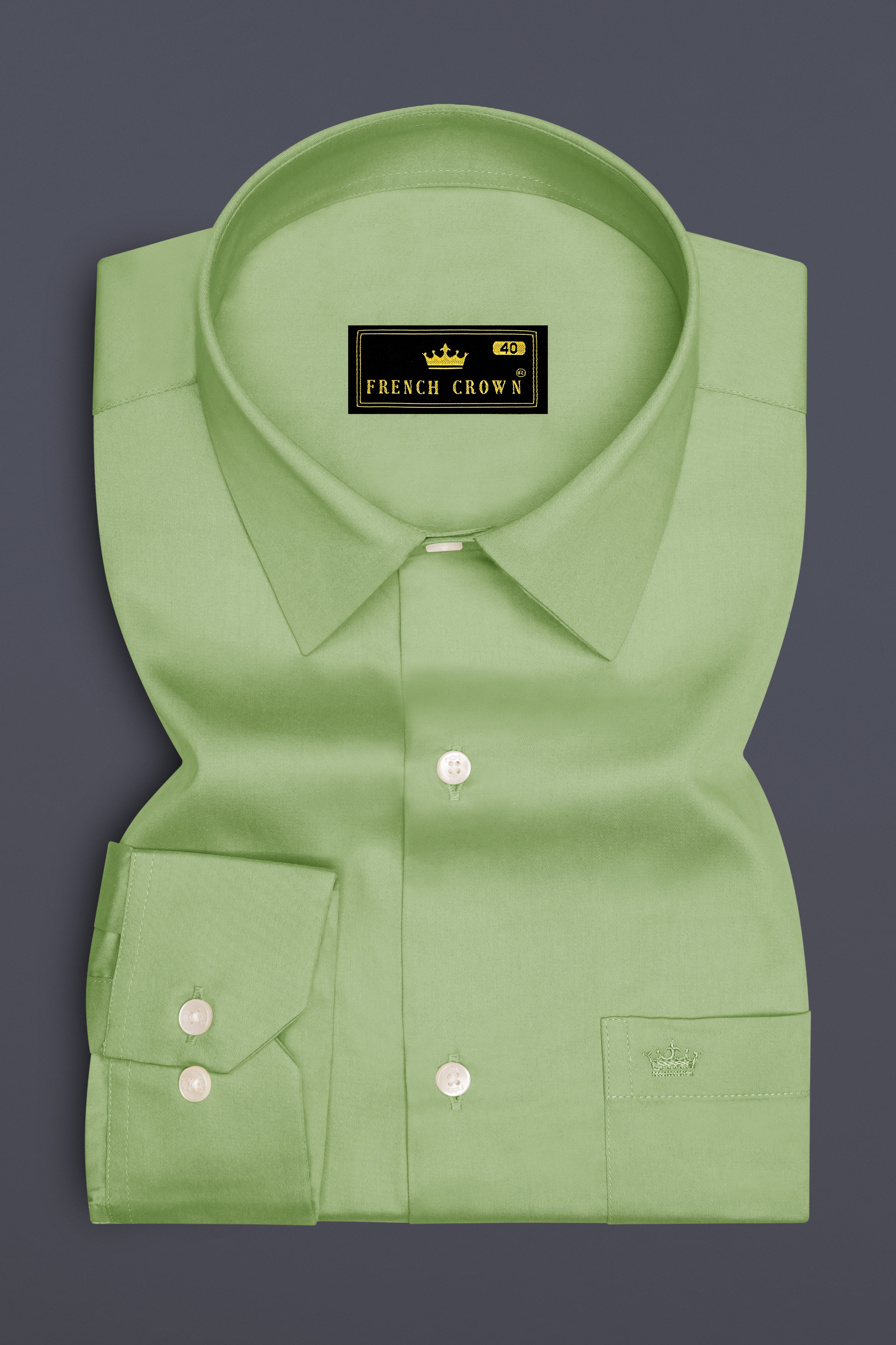 Verdan-Tan Green Subtle Sheen Super Soft Premium Cotton Dress Shirt