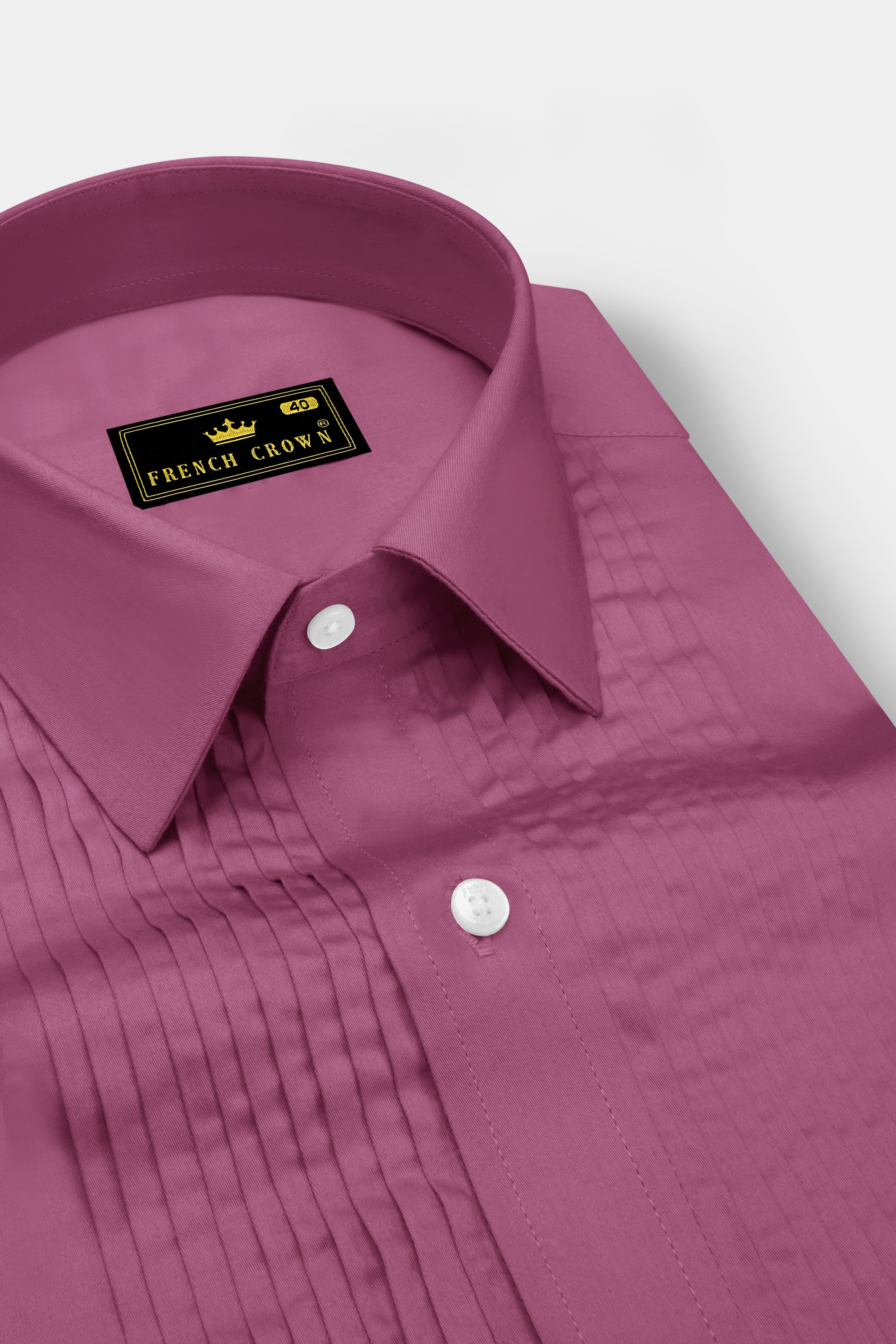 Stelloro-Cosmic Pink Subtle Sheen Super Soft Premium Cotton Tuxedo Dress Shirt