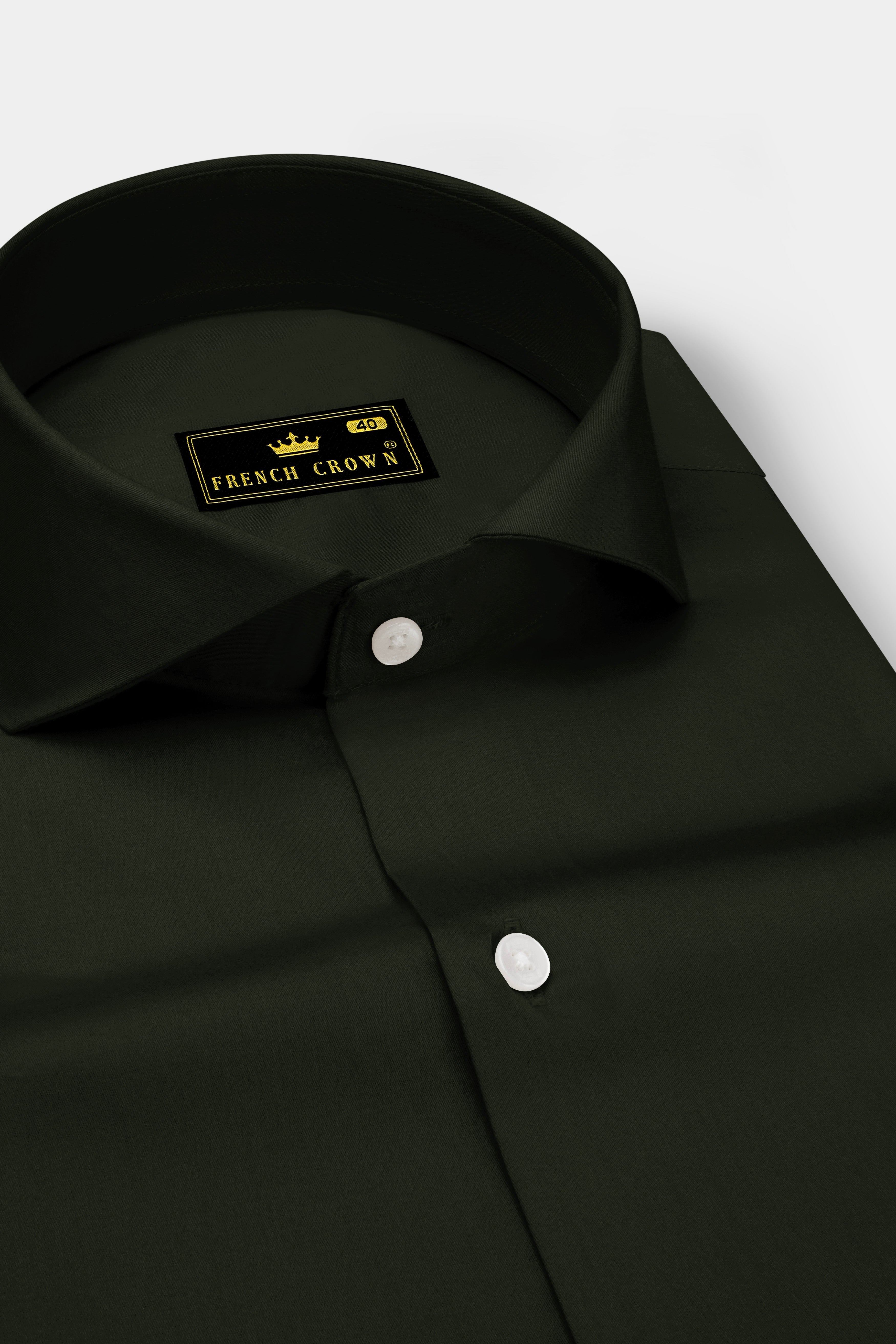 Emeron-Rangoon Green Subtle Sheen Super Soft Premium Cotton Cut Away Collar Dress Shirt