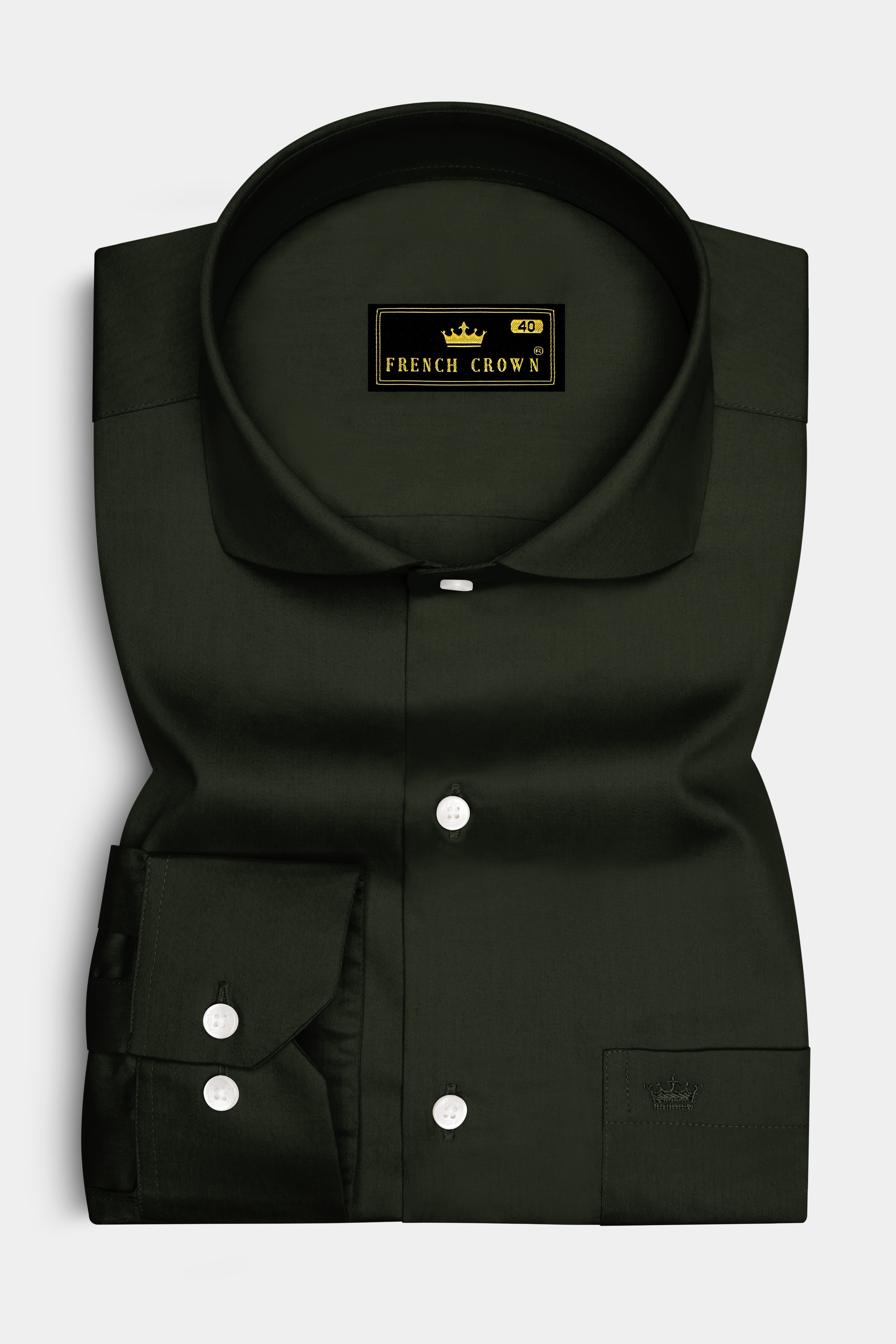 Emeron-Rangoon Green Subtle Sheen Super Soft Premium Cotton Cut Away Collar Dress Shirt