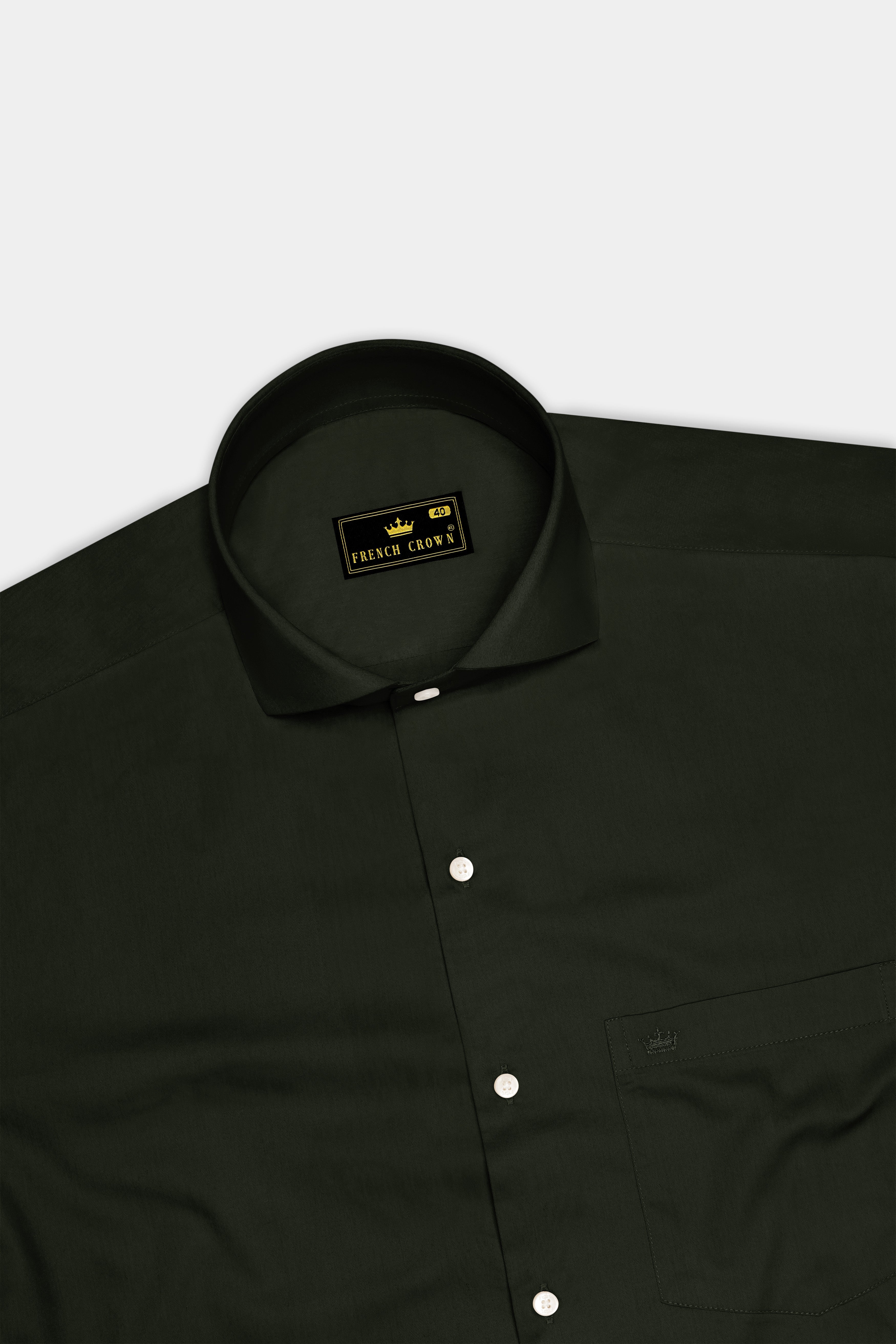 Emeron-Rangoon Green Subtle Sheen Super Soft Premium Cotton Cut Away Collar Dress Shirt