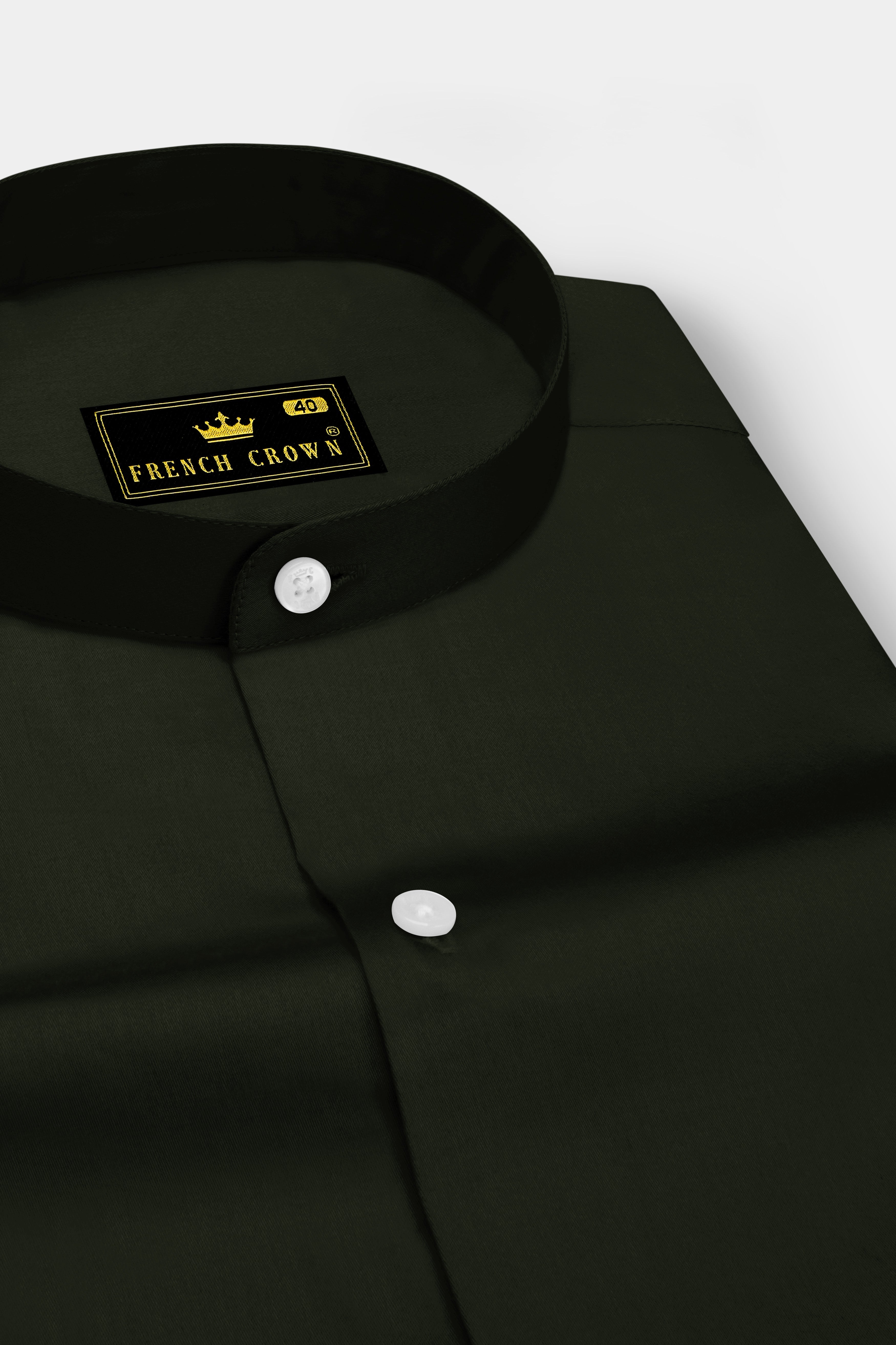 Emeron-Rangoon Green Subtle Sheen Super Soft Premium Cotton Mandarin Dress Shirt