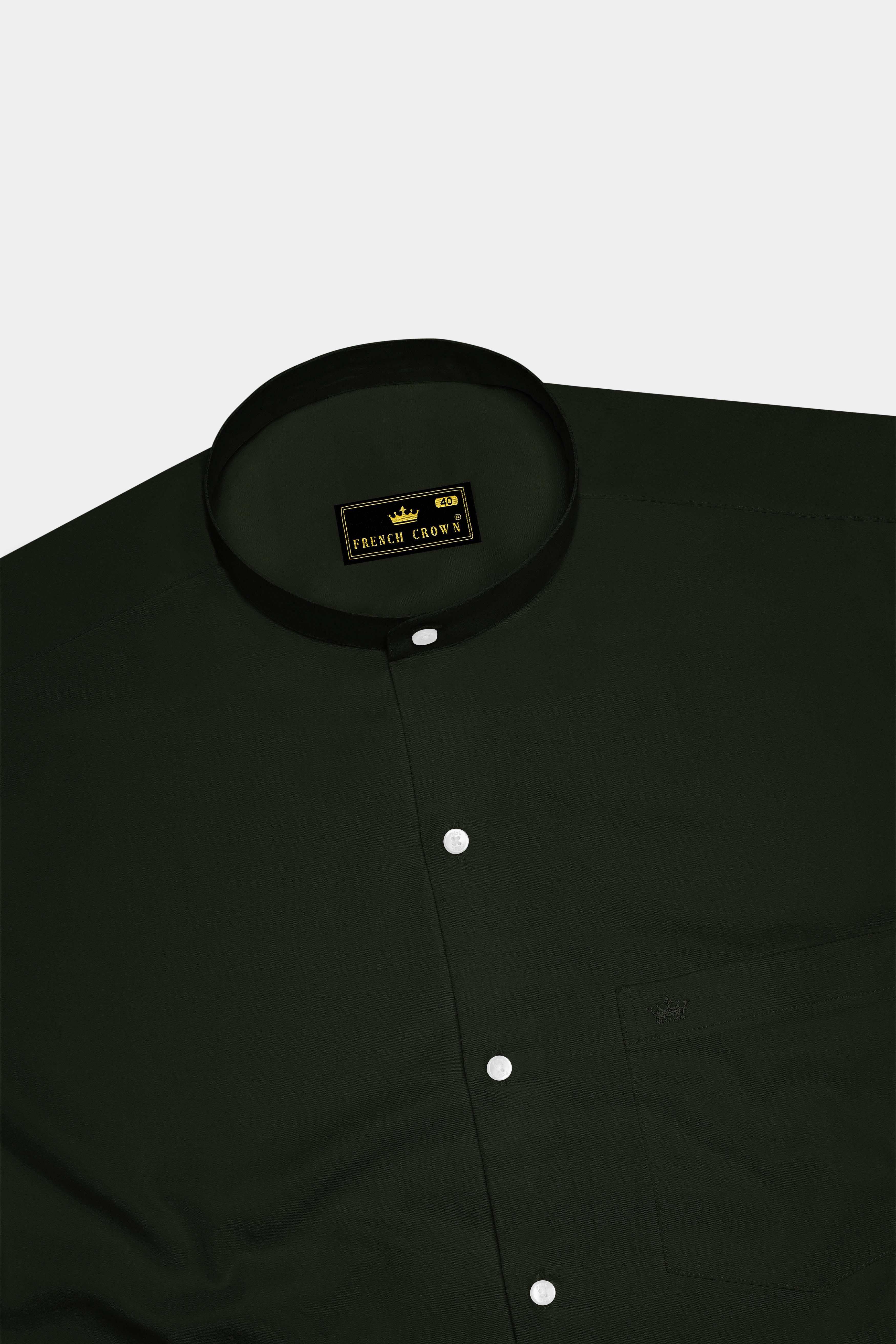 Emeron-Rangoon Green Subtle Sheen Super Soft Premium Cotton Mandarin Dress Shirt