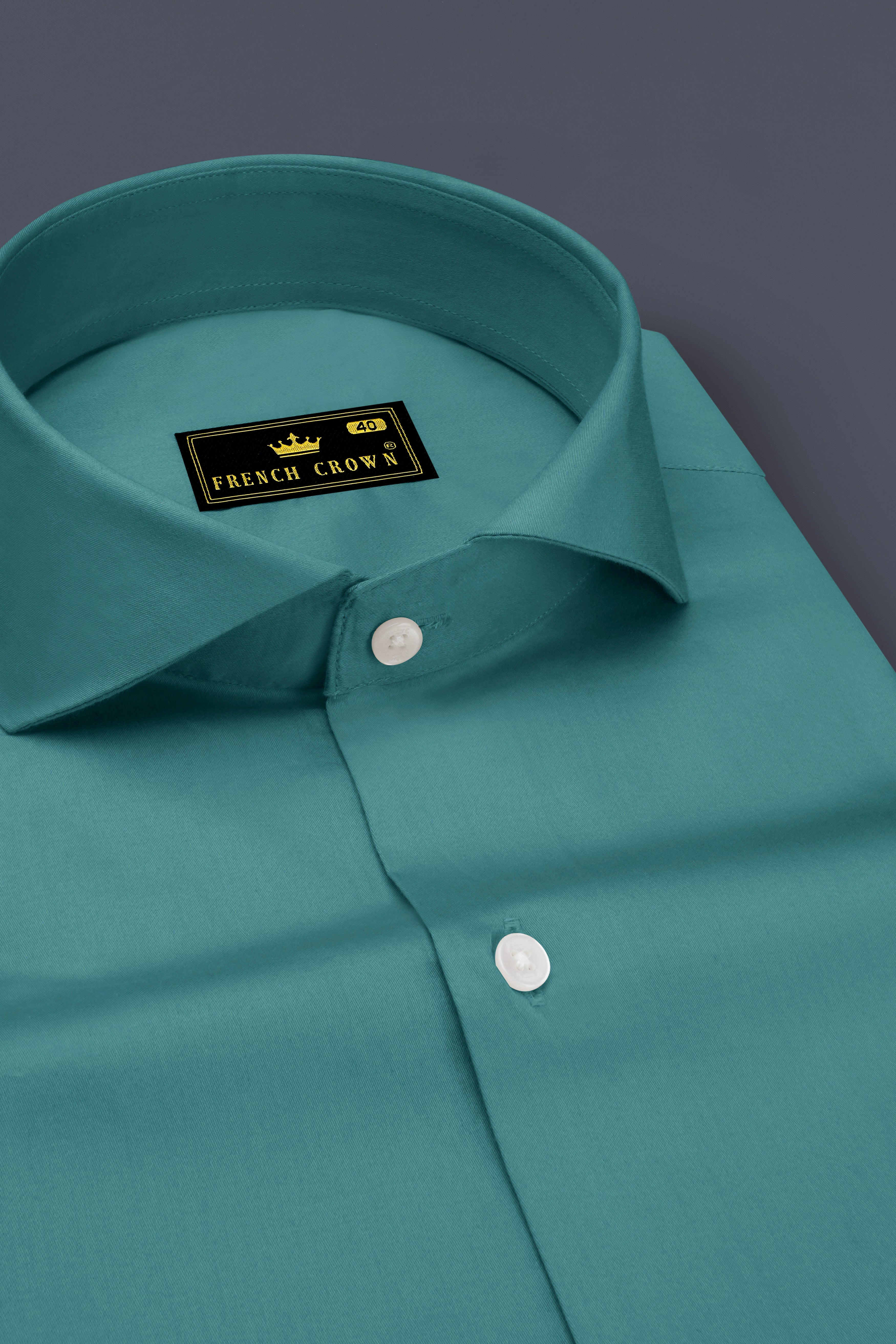 Lustraro-Viridian Green Subtle Sheen Super Soft Premium Cotton Cut Away Collar Dress Shirt
