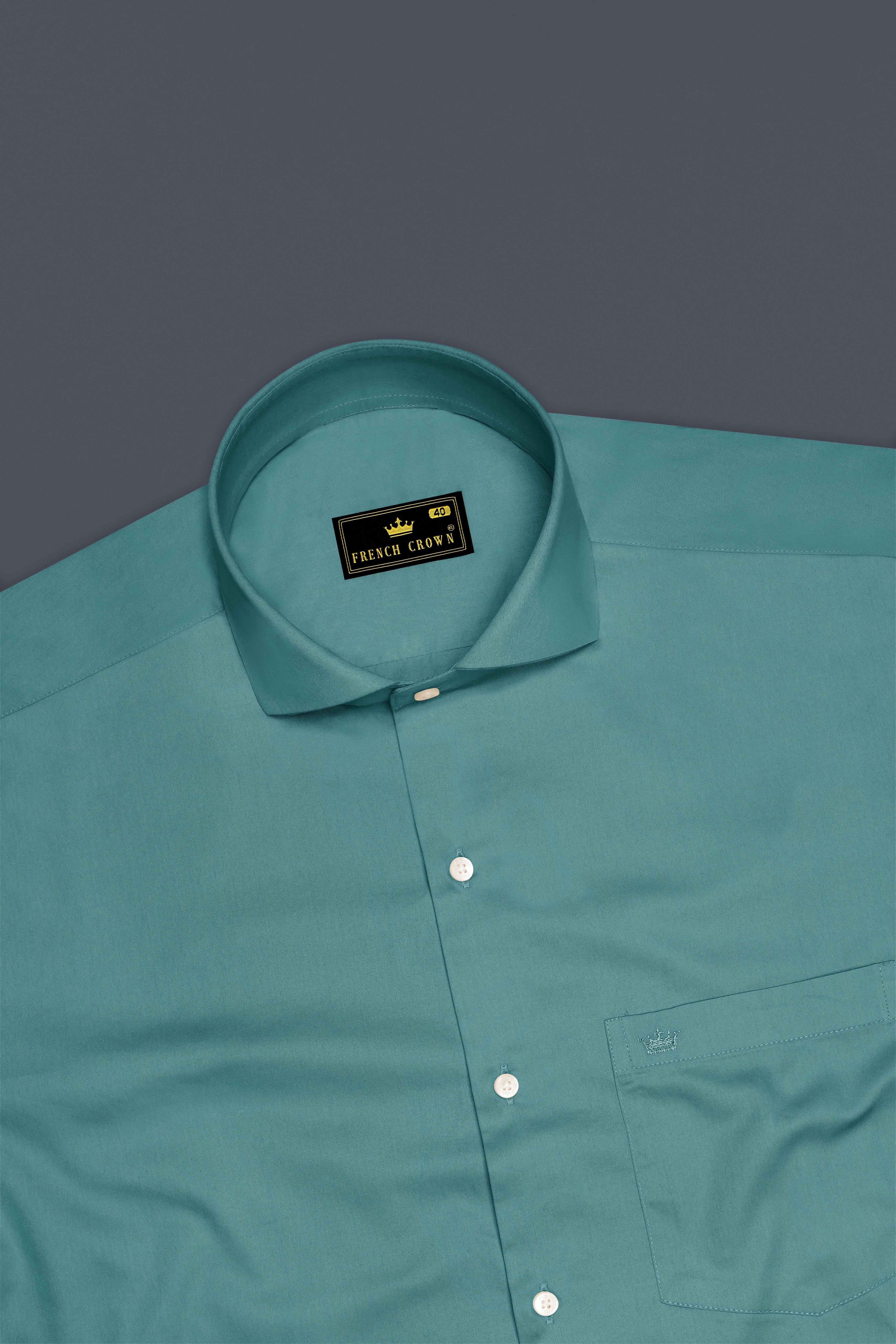 Lustraro-Viridian Green Subtle Sheen Super Soft Premium Cotton Cut Away Collar Dress Shirt