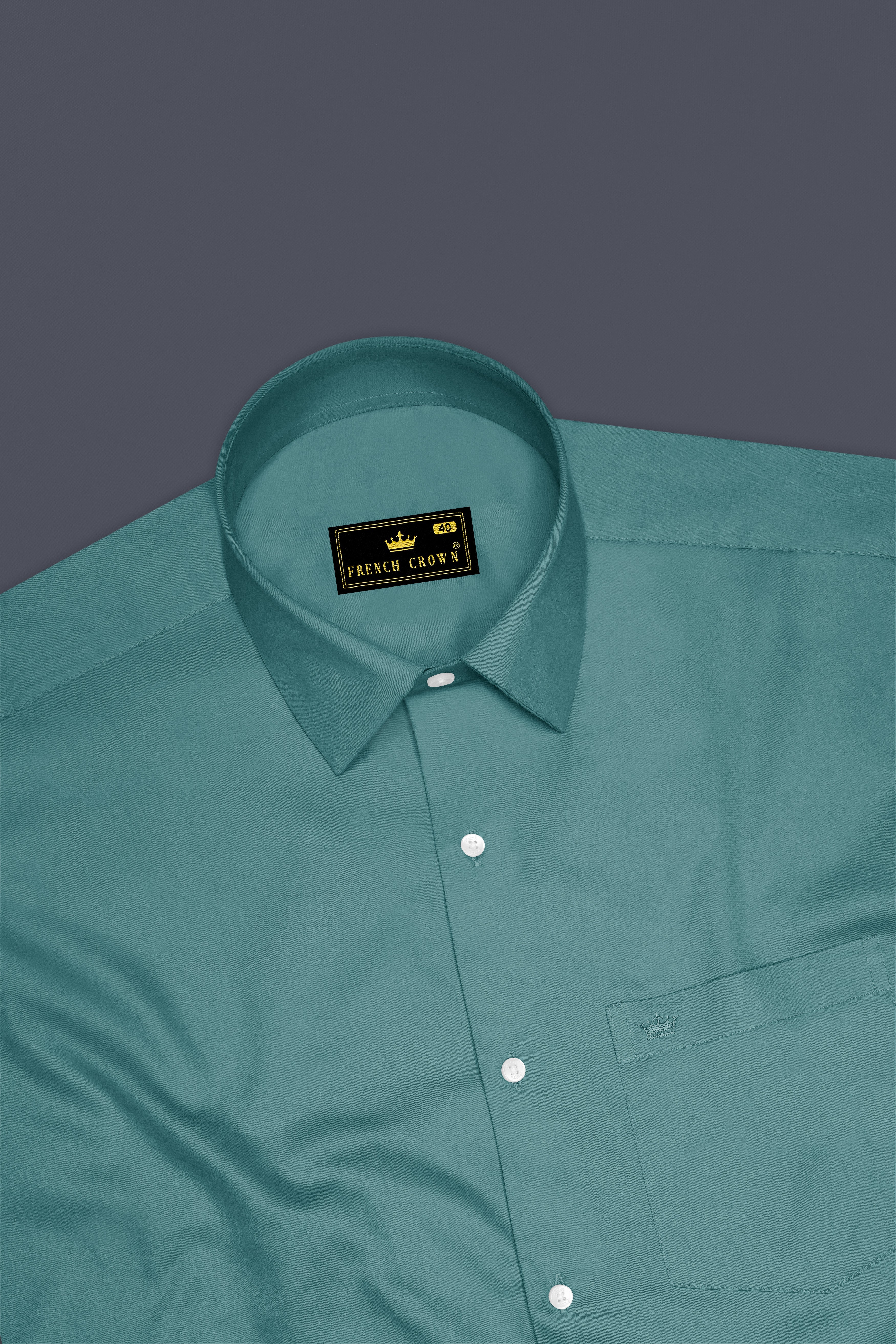 Lustraro-Viridian Green Subtle Sheen Super Soft Premium Cotton Dress Shirt