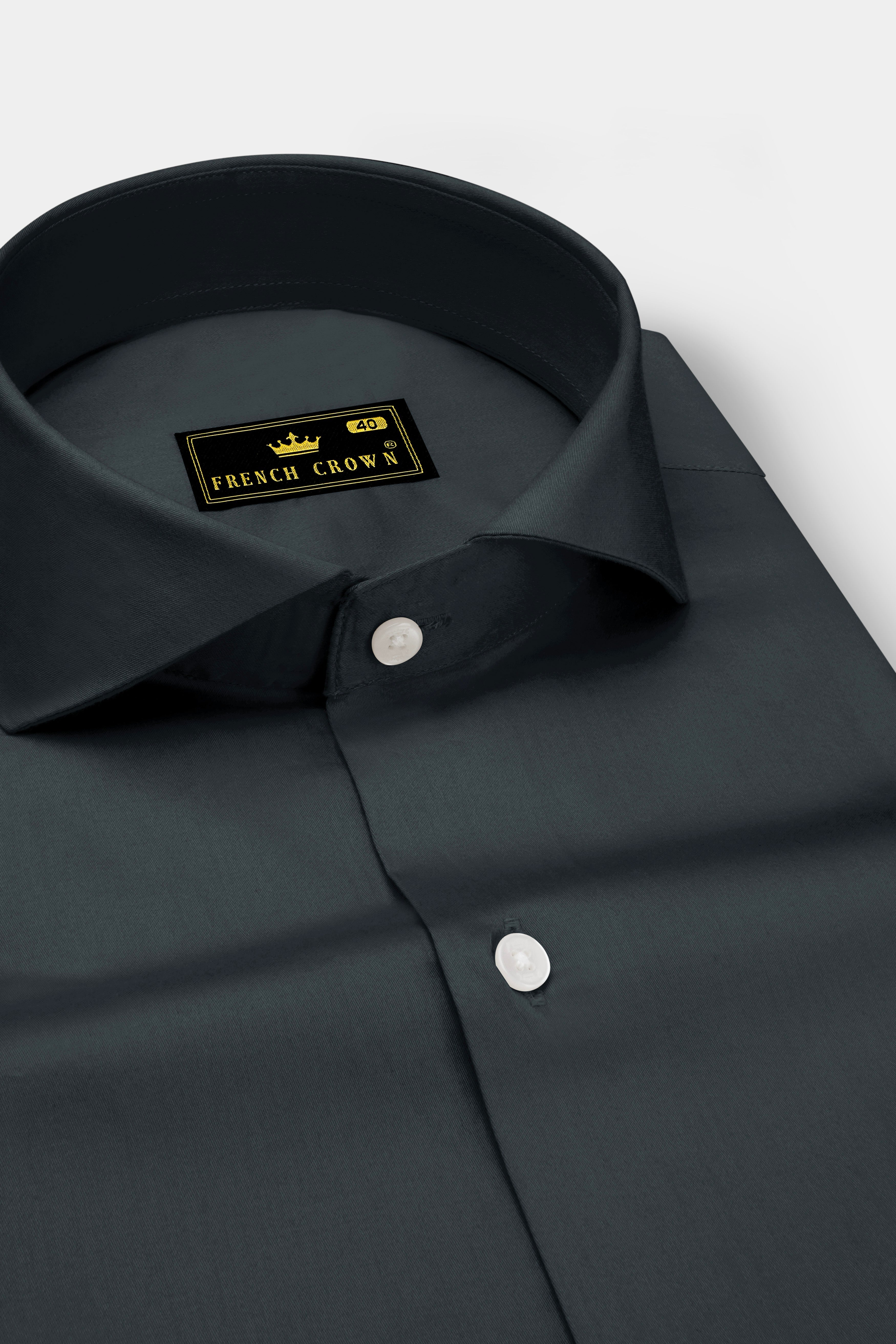 Nocturo-Charcoal Gray Subtle Sheen Super Soft Premium Cotton Cut Away Collar Dress Shirt