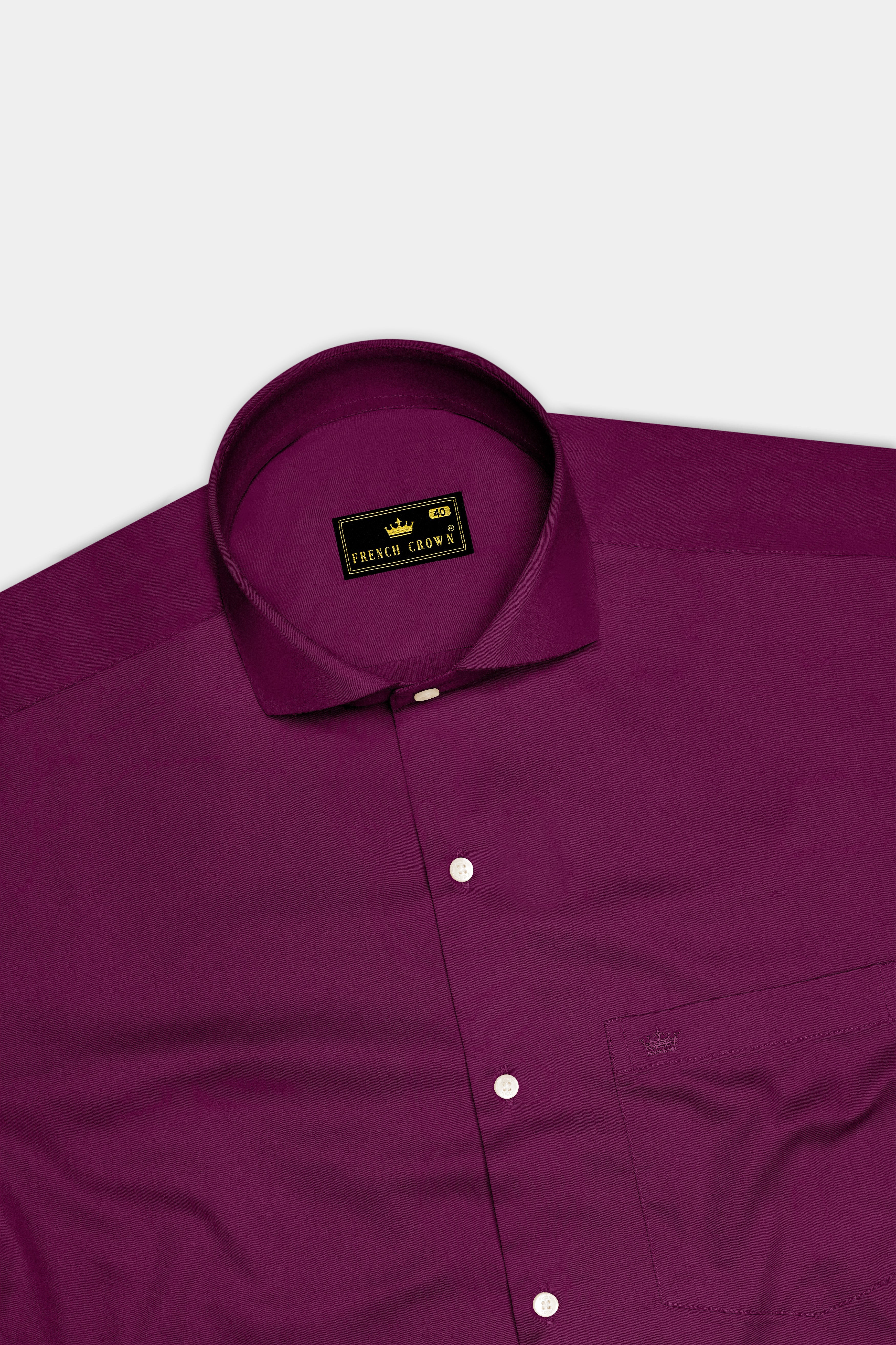 Regalis-Grape Purple Subtle Sheen Super Soft Premium Cotton Cut Away Collar Dress Shirt