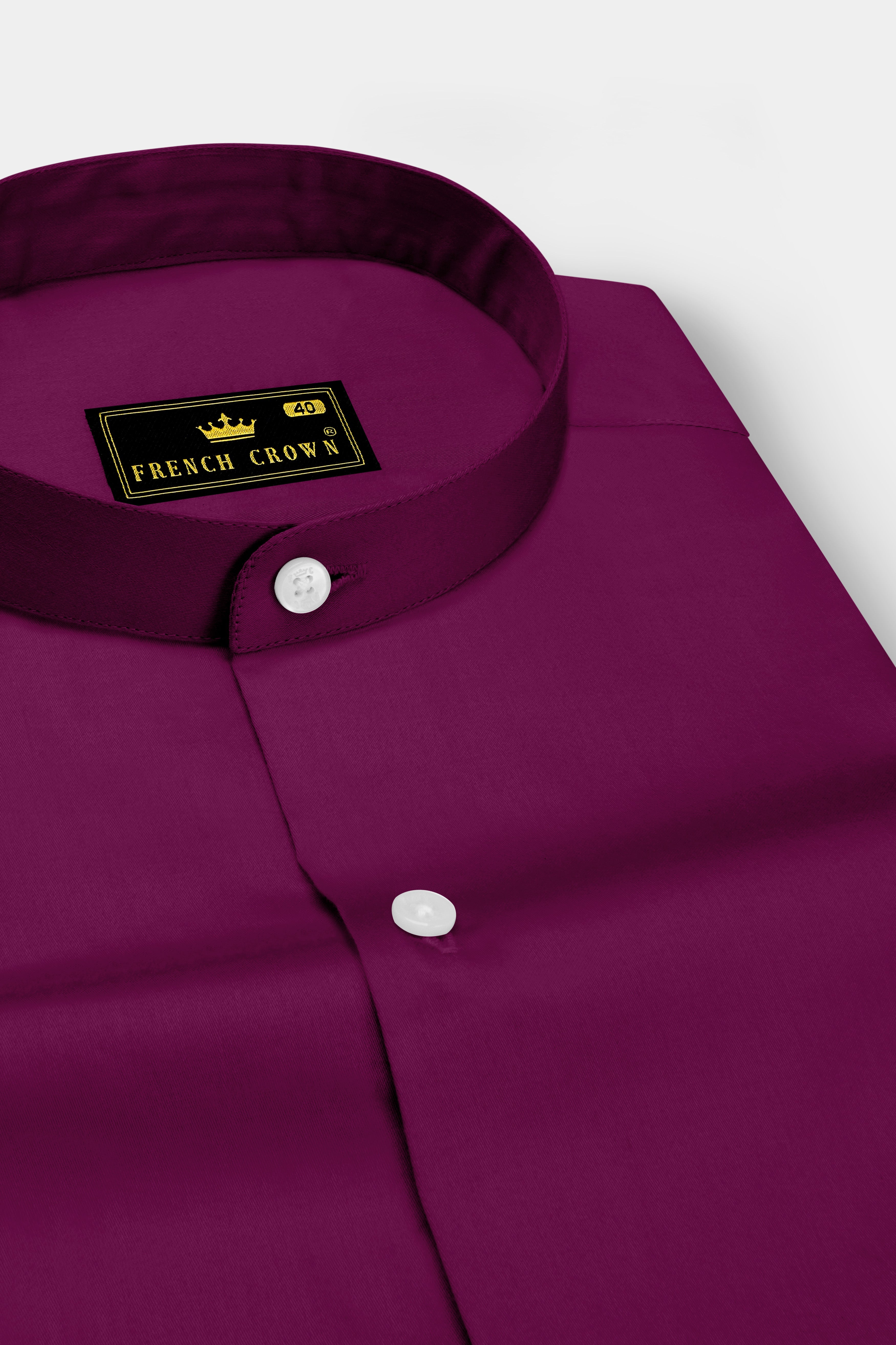 Regalis-Grape Purple Subtle Sheen Super Soft Premium Cotton Mandarin Dress Shirt