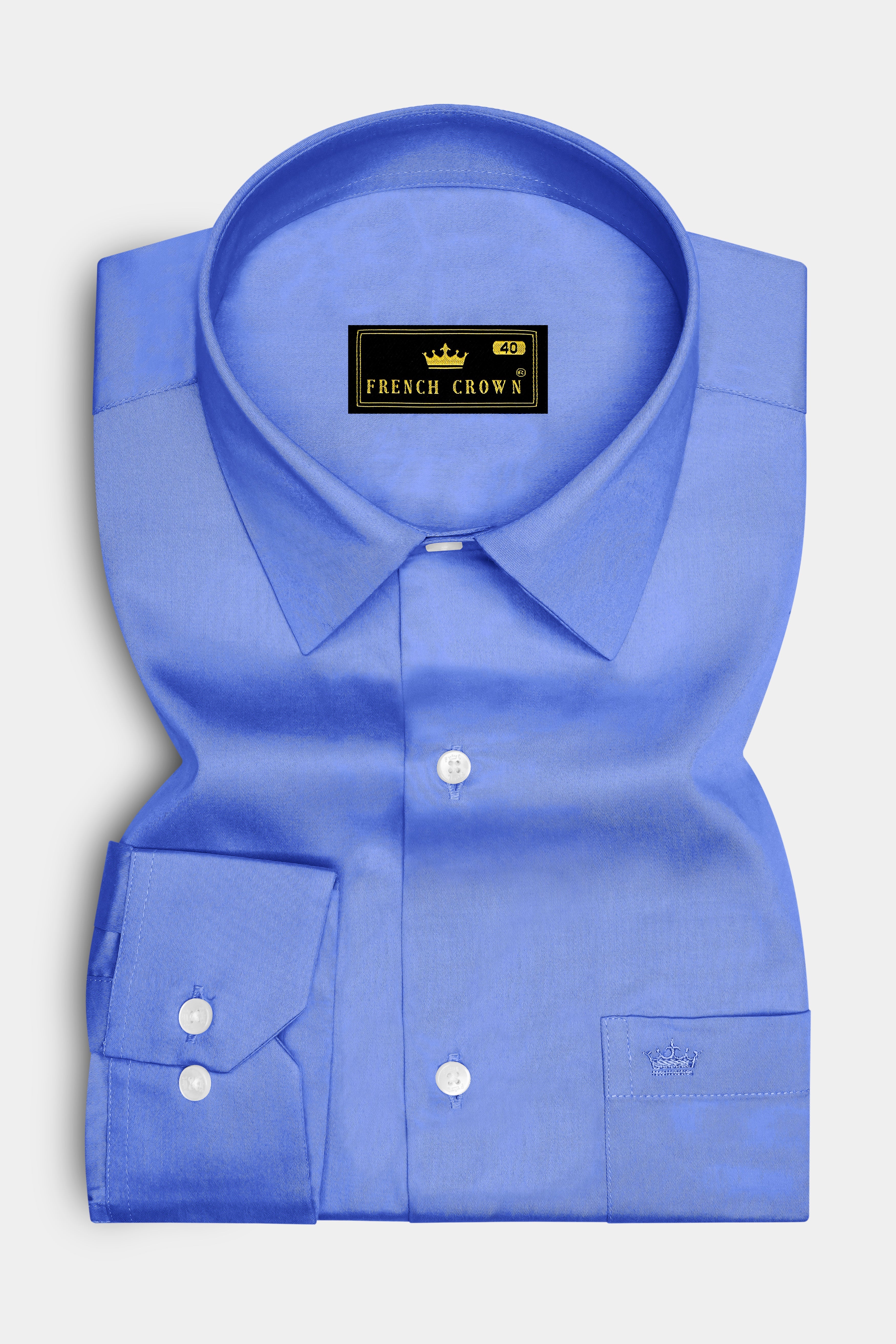 Azurine-Cornflower Blue Subtle Sheen Super Soft Premium Cotton Dress Shirt