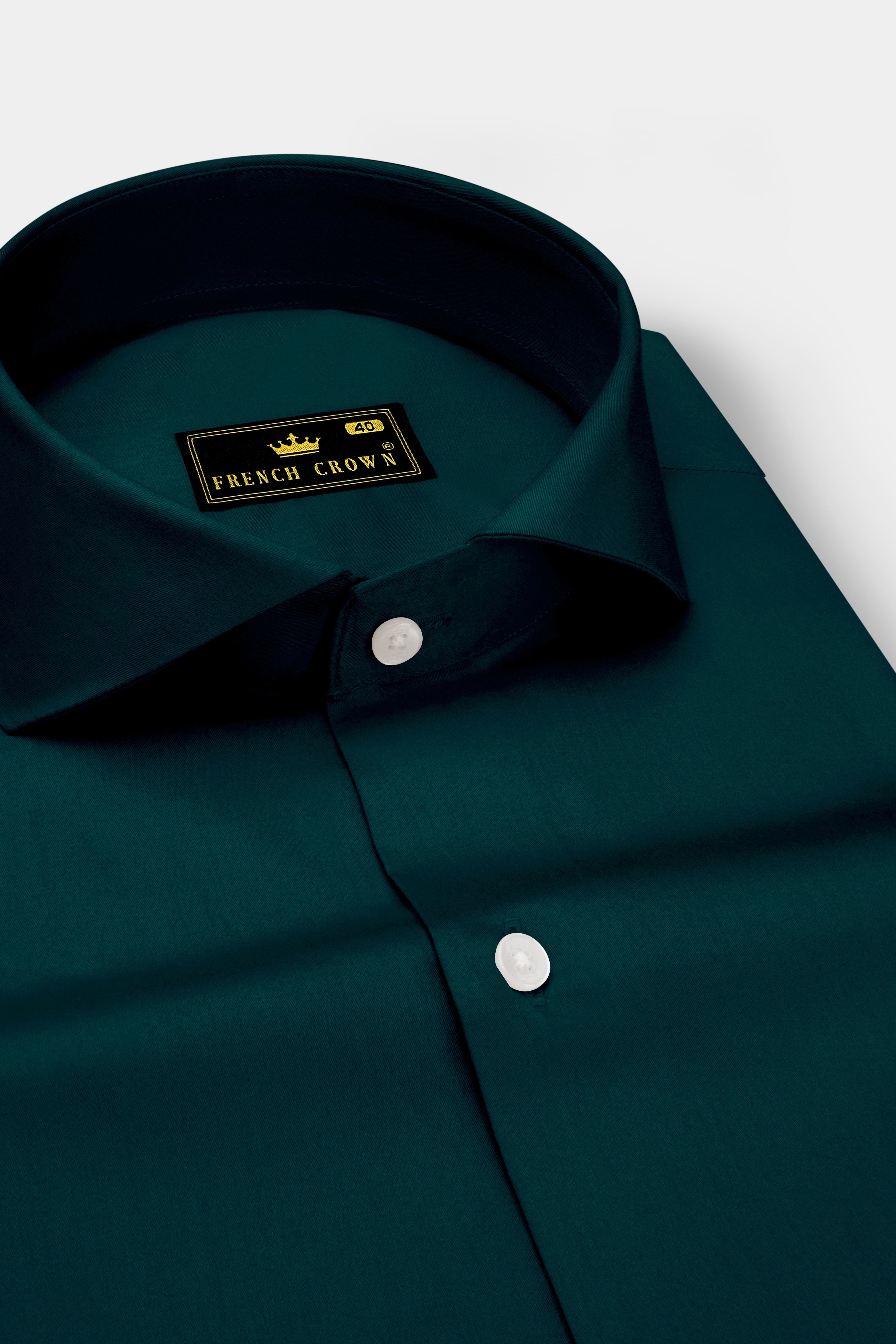 Verdoro-Daintree Green Subtle Sheen Super Soft Premium Cotton Cut Away Collar Dress Shirt