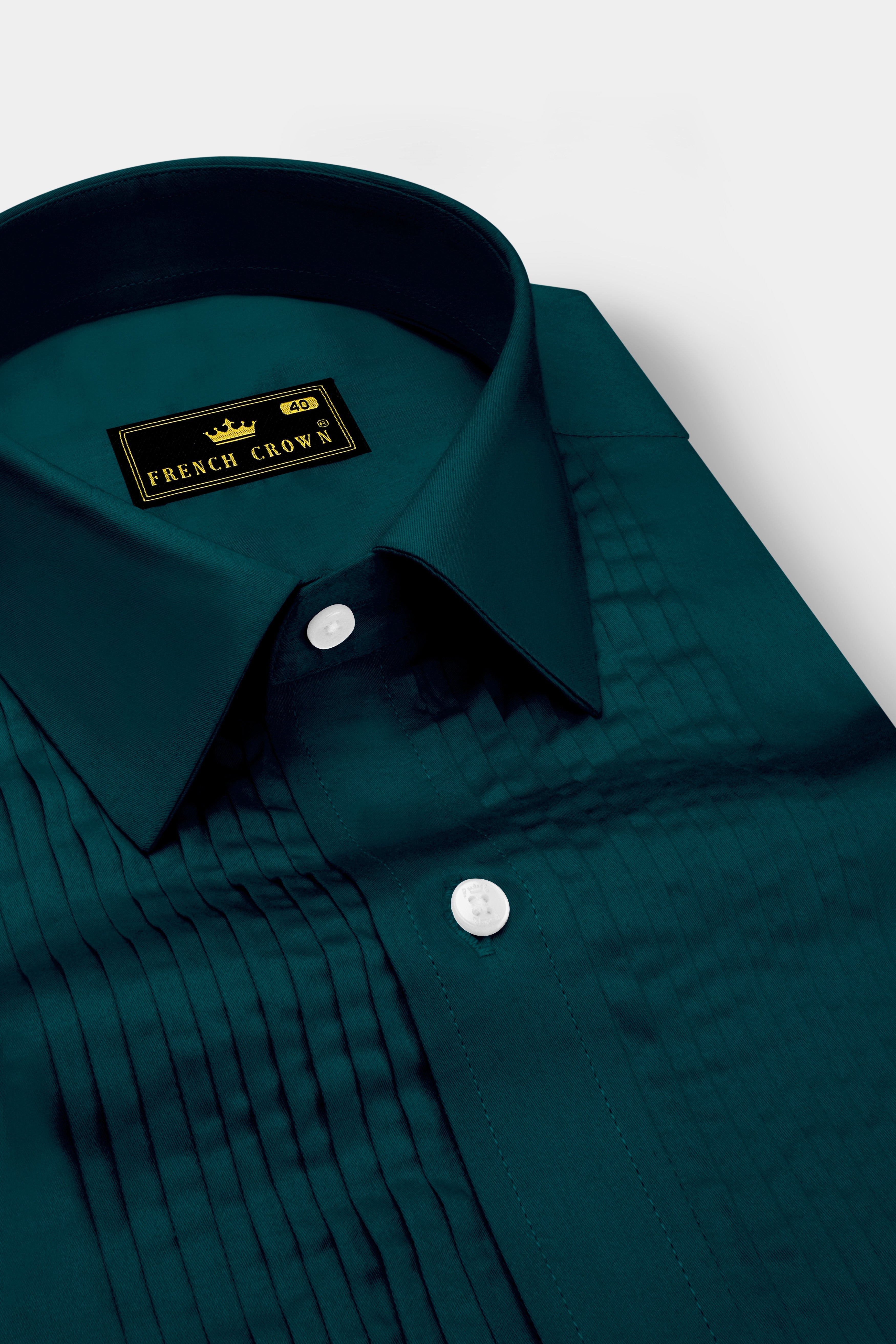Verdoro-Daintree Green Subtle Sheen Super Soft Premium Cotton Tuxedo Dress Shirt