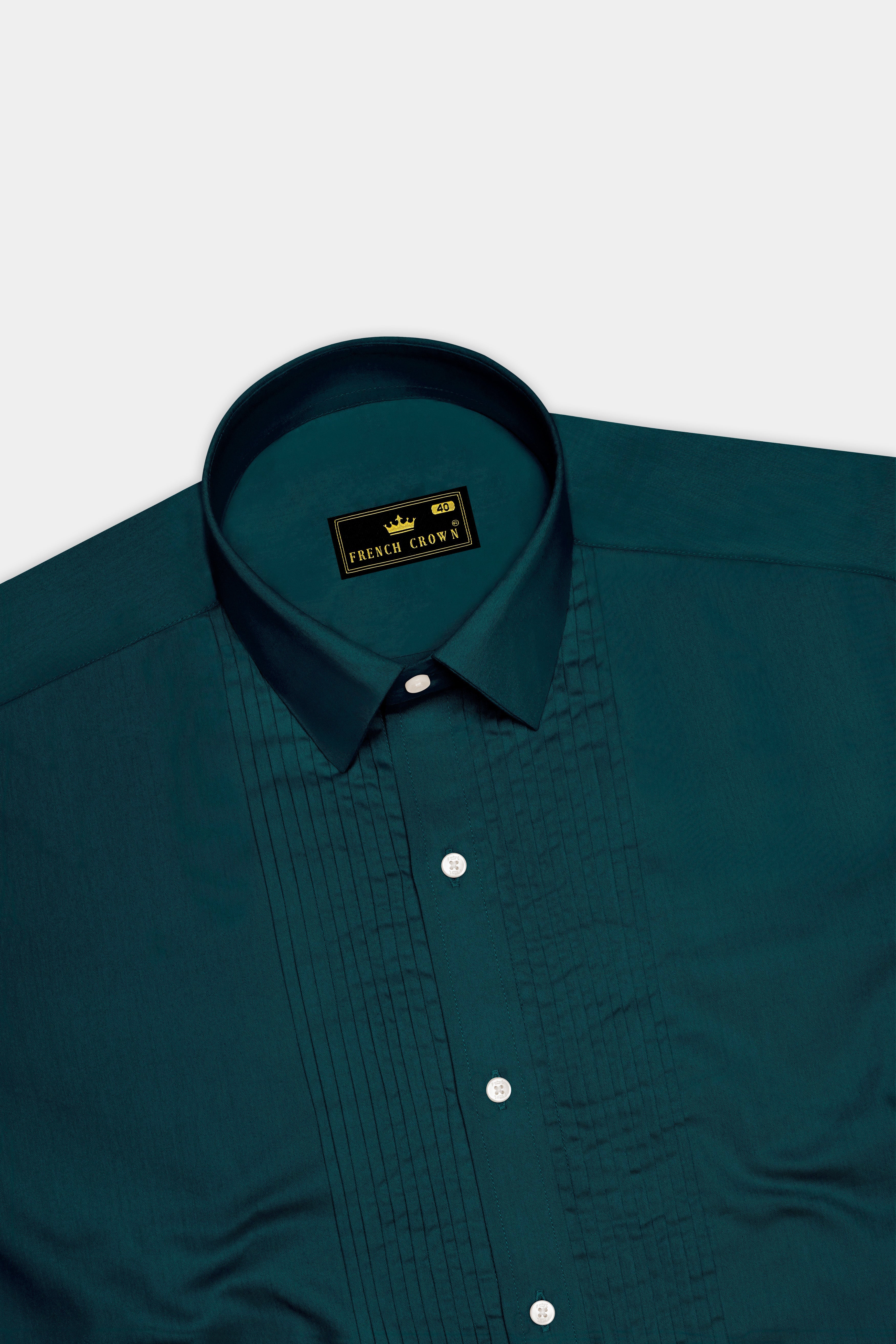 Verdoro-Daintree Green Subtle Sheen Super Soft Premium Cotton Tuxedo Dress Shirt