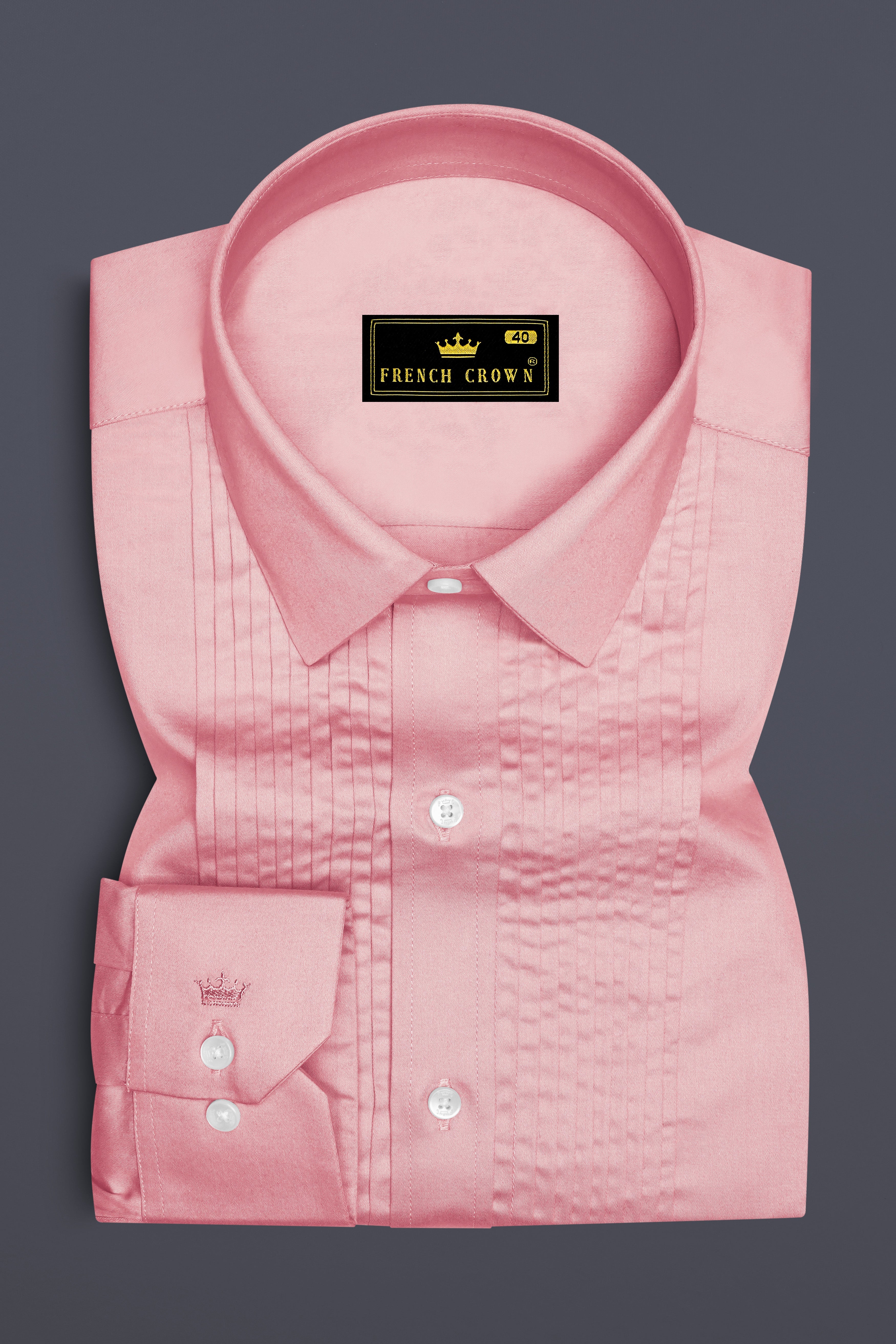 Rosavon-Blossom Pink Subtle Sheen Super Soft Premium Cotton Tuxedo Dress Shirt