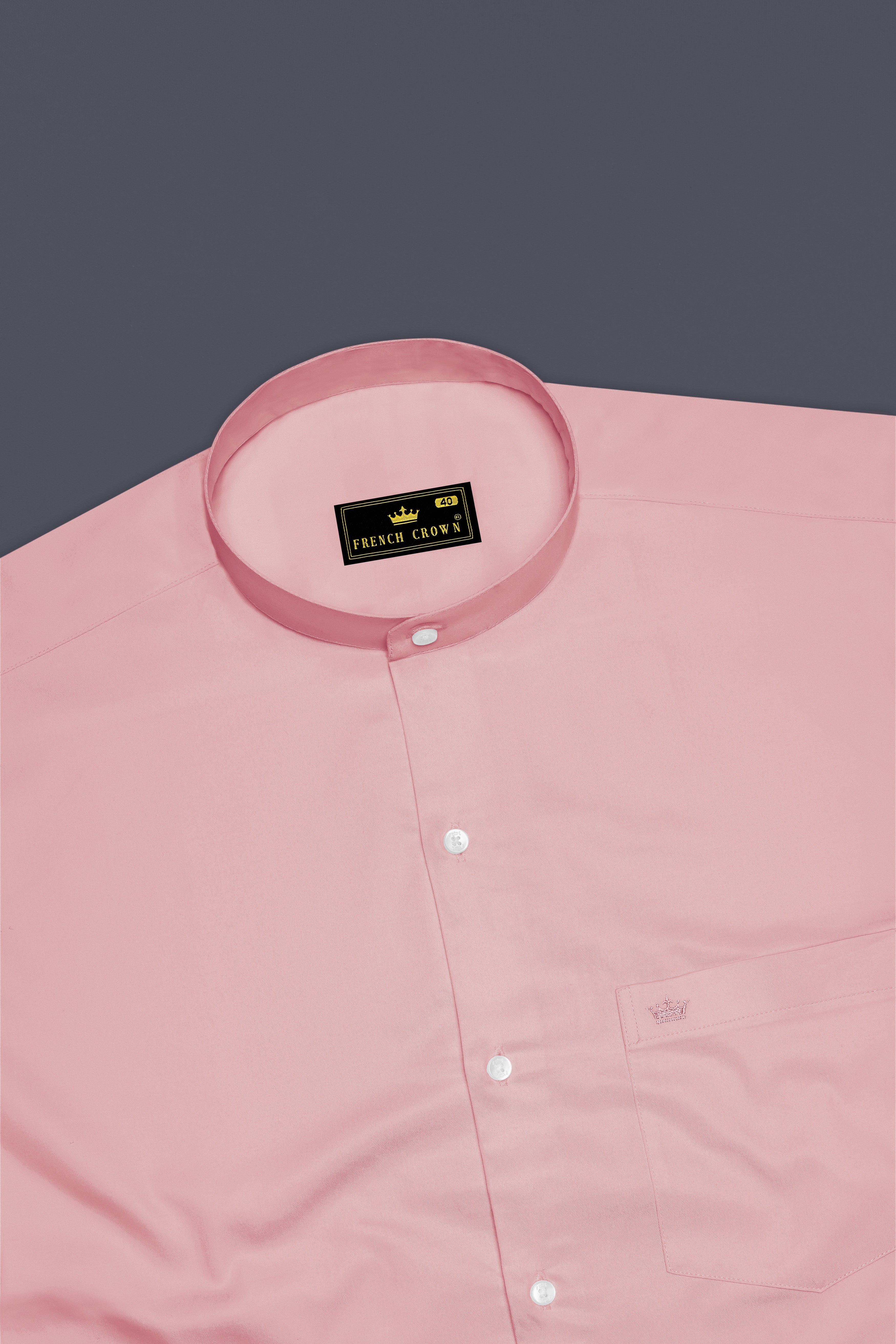 Rosavon-Blossom Pink Subtle Sheen Super Soft Premium Cotton Mandarin Dress Shirt