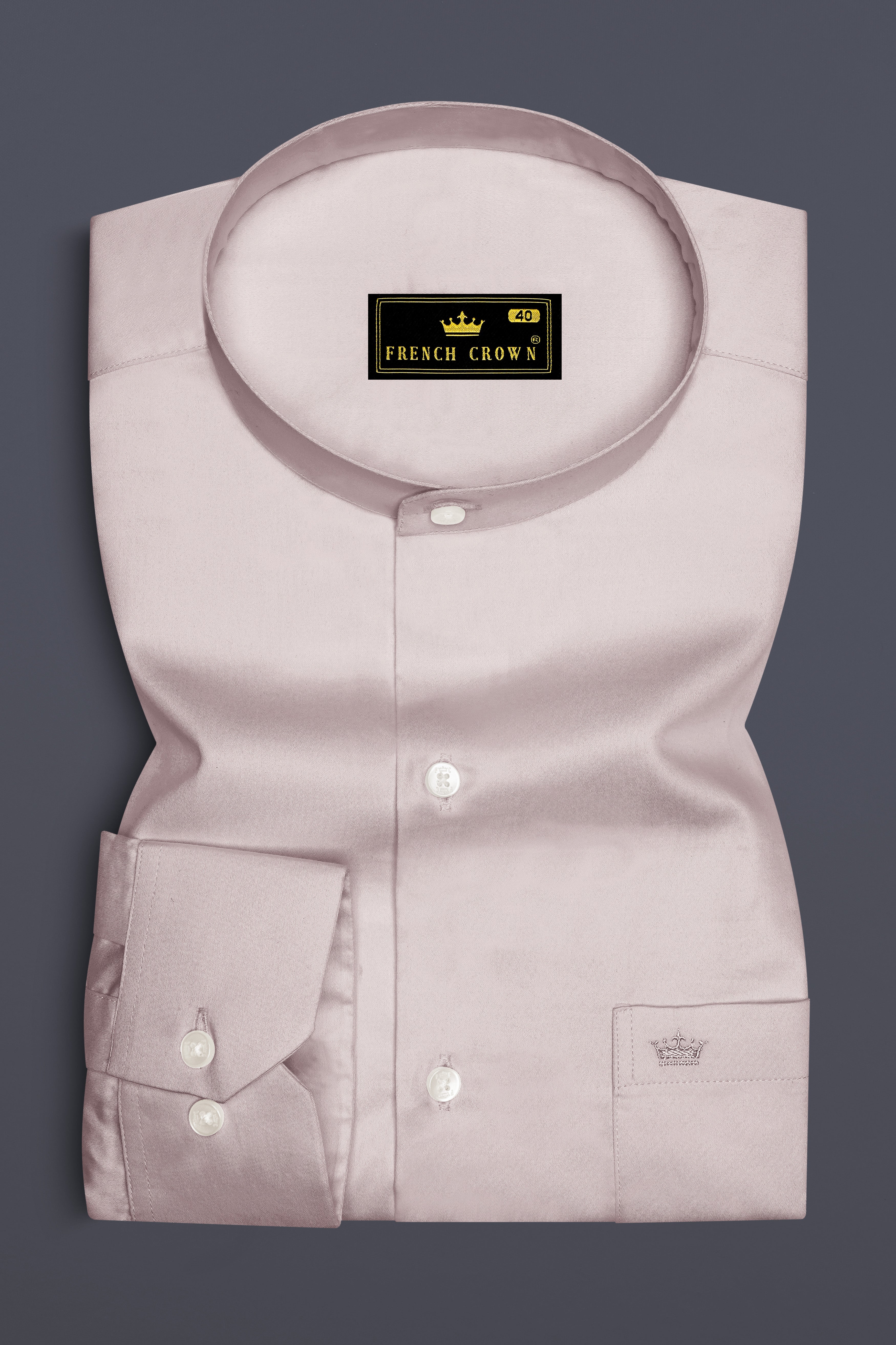 Blushoro-Clam Pink Subtle Sheen Super Soft Premium Cotton Mandarin Dress Shirt