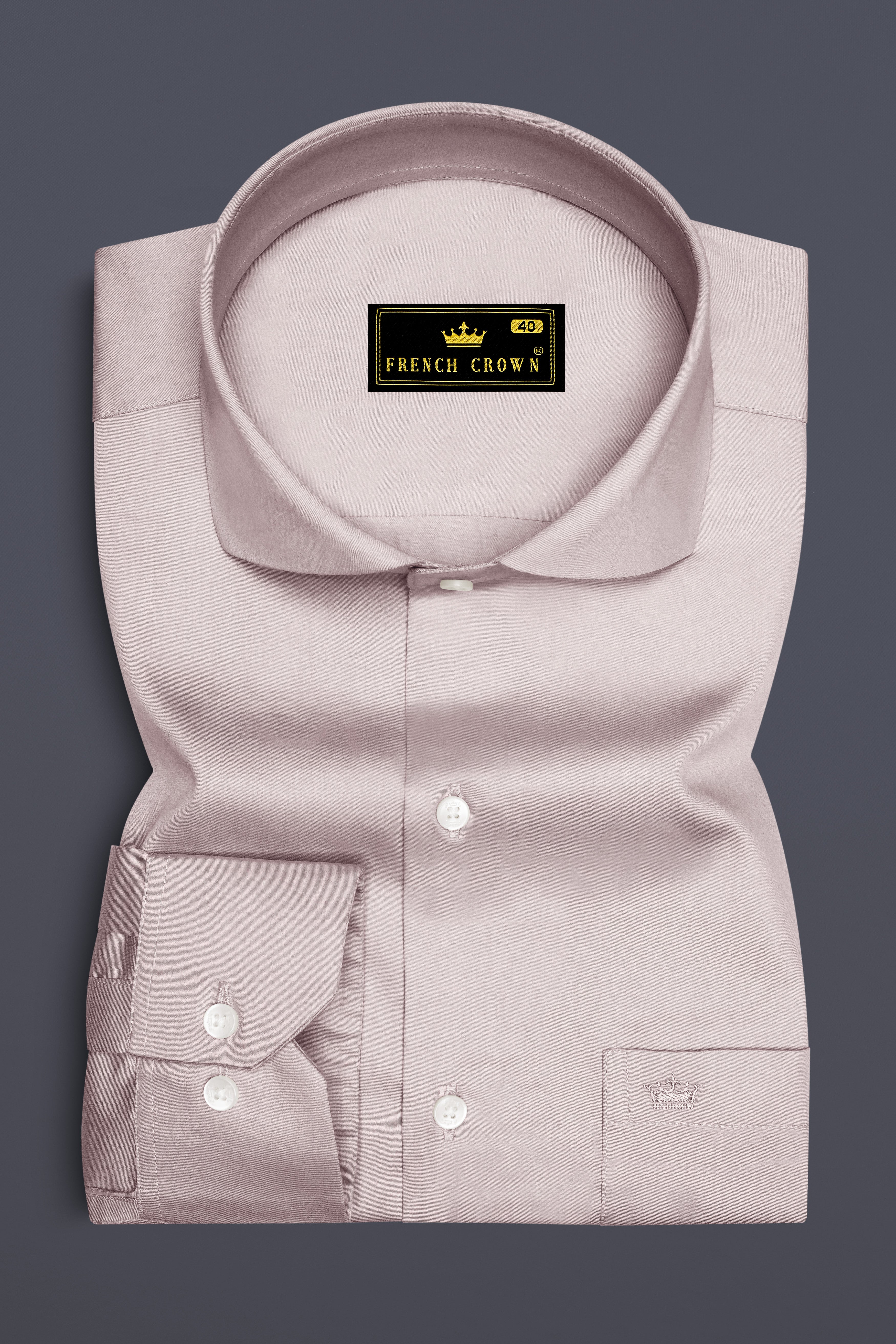 Blushoro-Clam Pink Subtle Sheen Super Soft Premium Cotton Cut Away Collar Dress Shirt